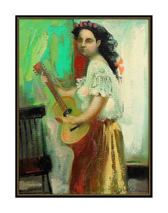 Byron Browne Original Oil Painting on Board Signed Female Portrait Antique Art