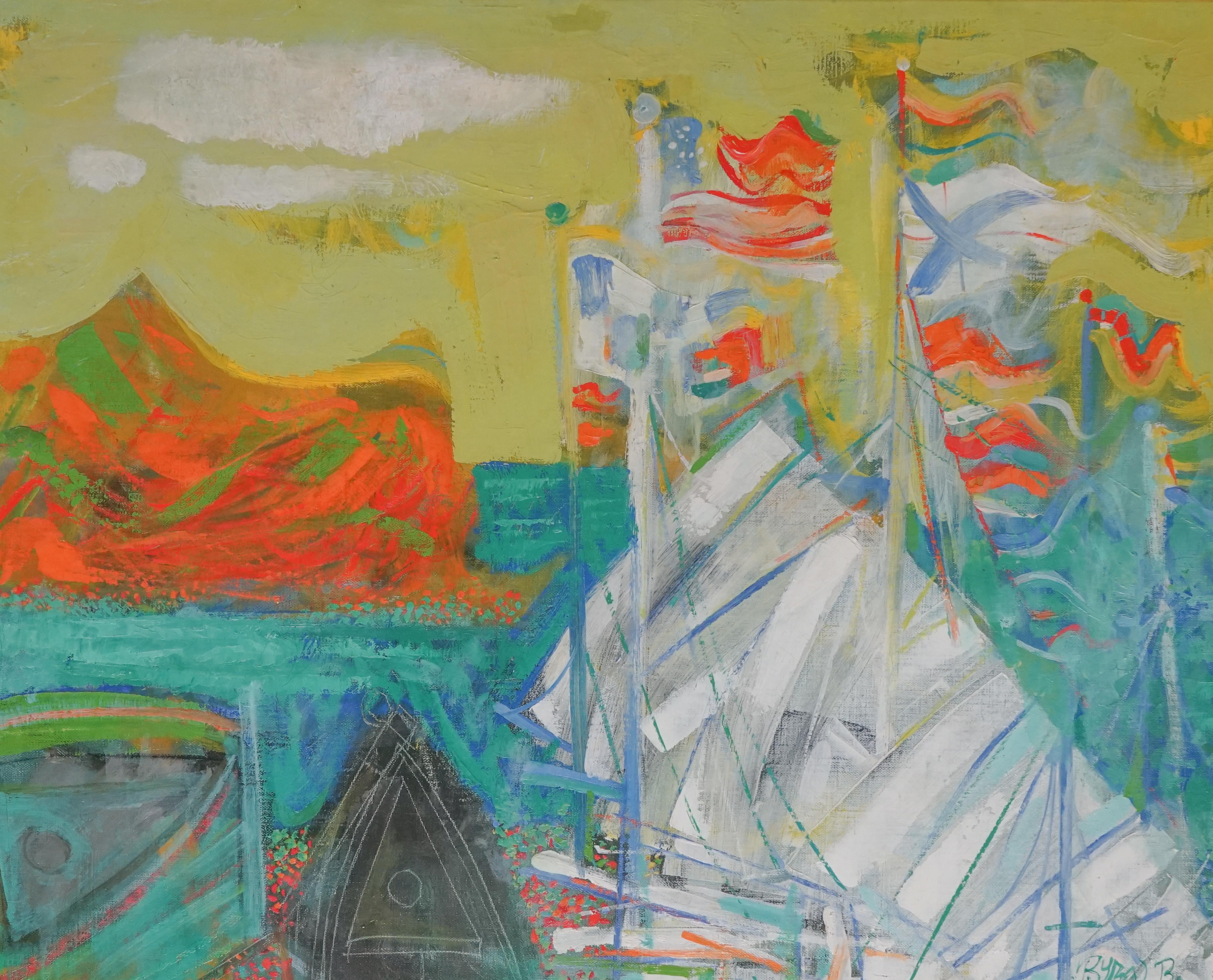 Fauvistisch Postimpressionistischer Strand von Provincetown am FLAG DAY – Painting von Byron Browne