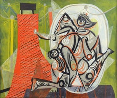 Modern Abstract painting of Circus Acrobats by American painter, Byron Browne