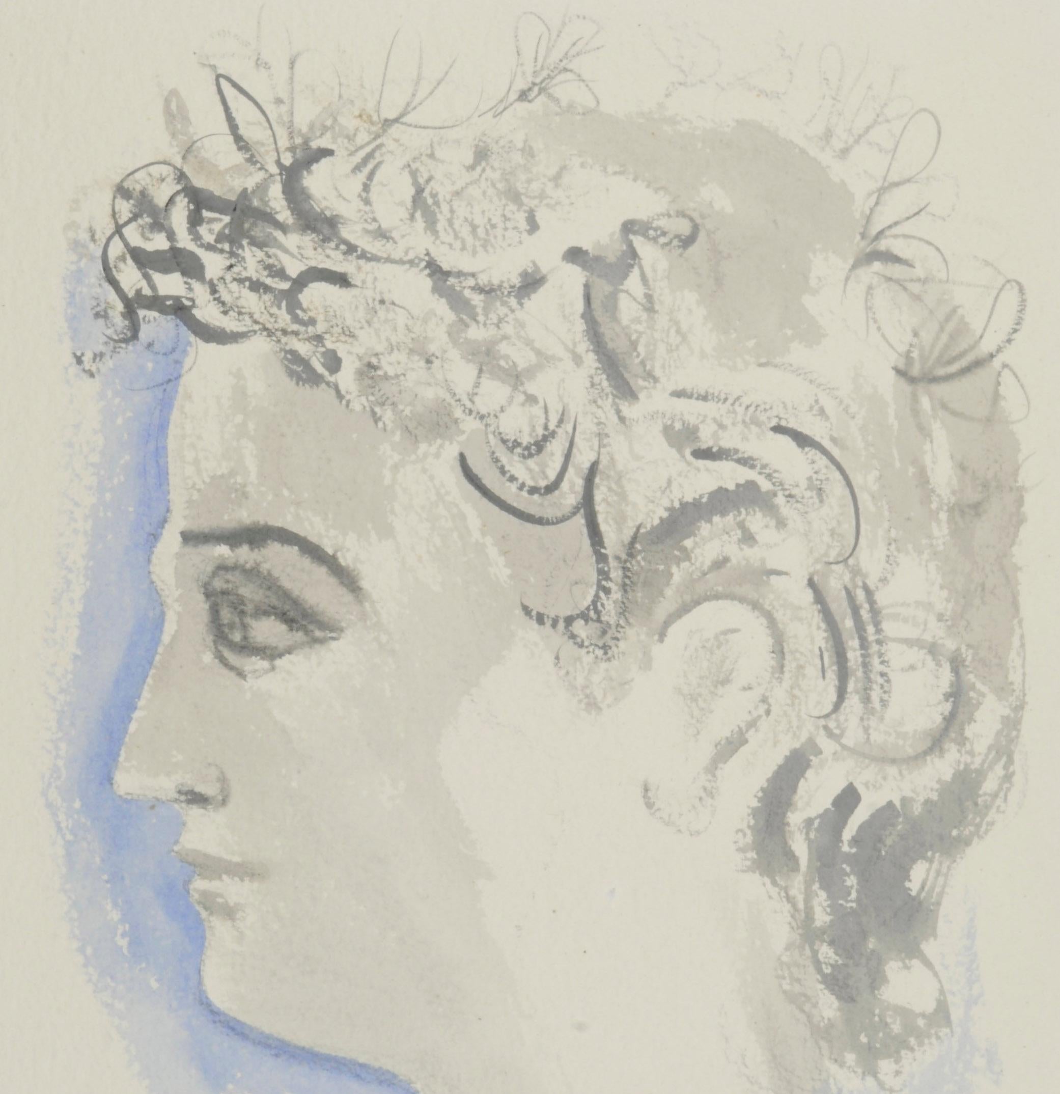 Tête néoclassique de profil - Moderne Painting par Byron Browne