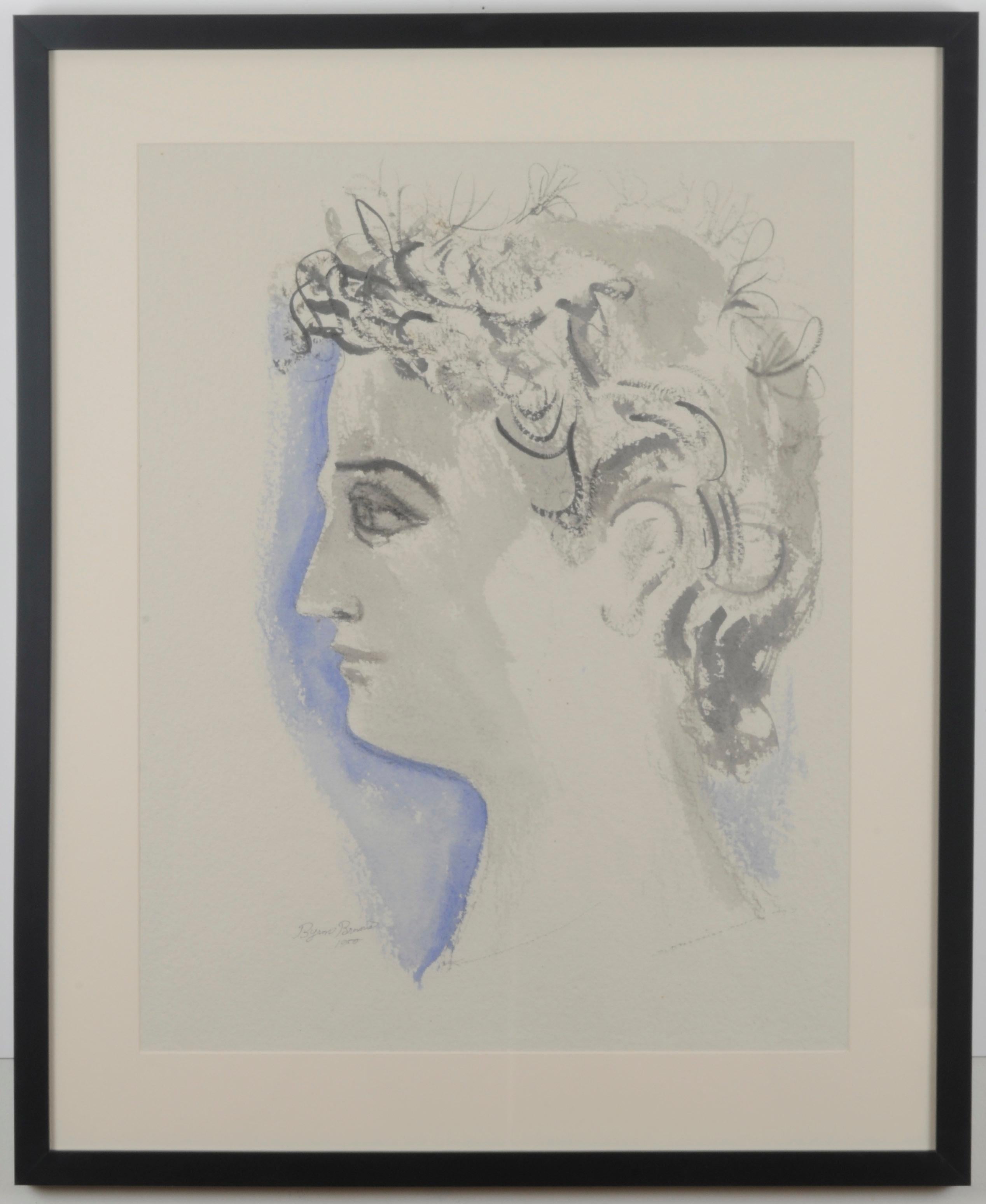 Neoclassical Head in profile - Modern Painting by Byron Browne