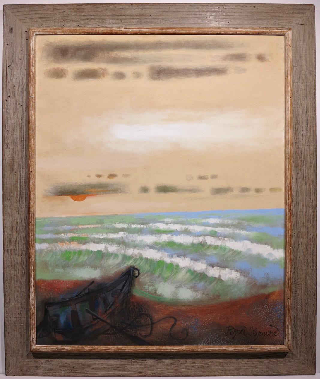 Byron Browne Abstract Painting - Provincetown Beach (abstract seascape painting)