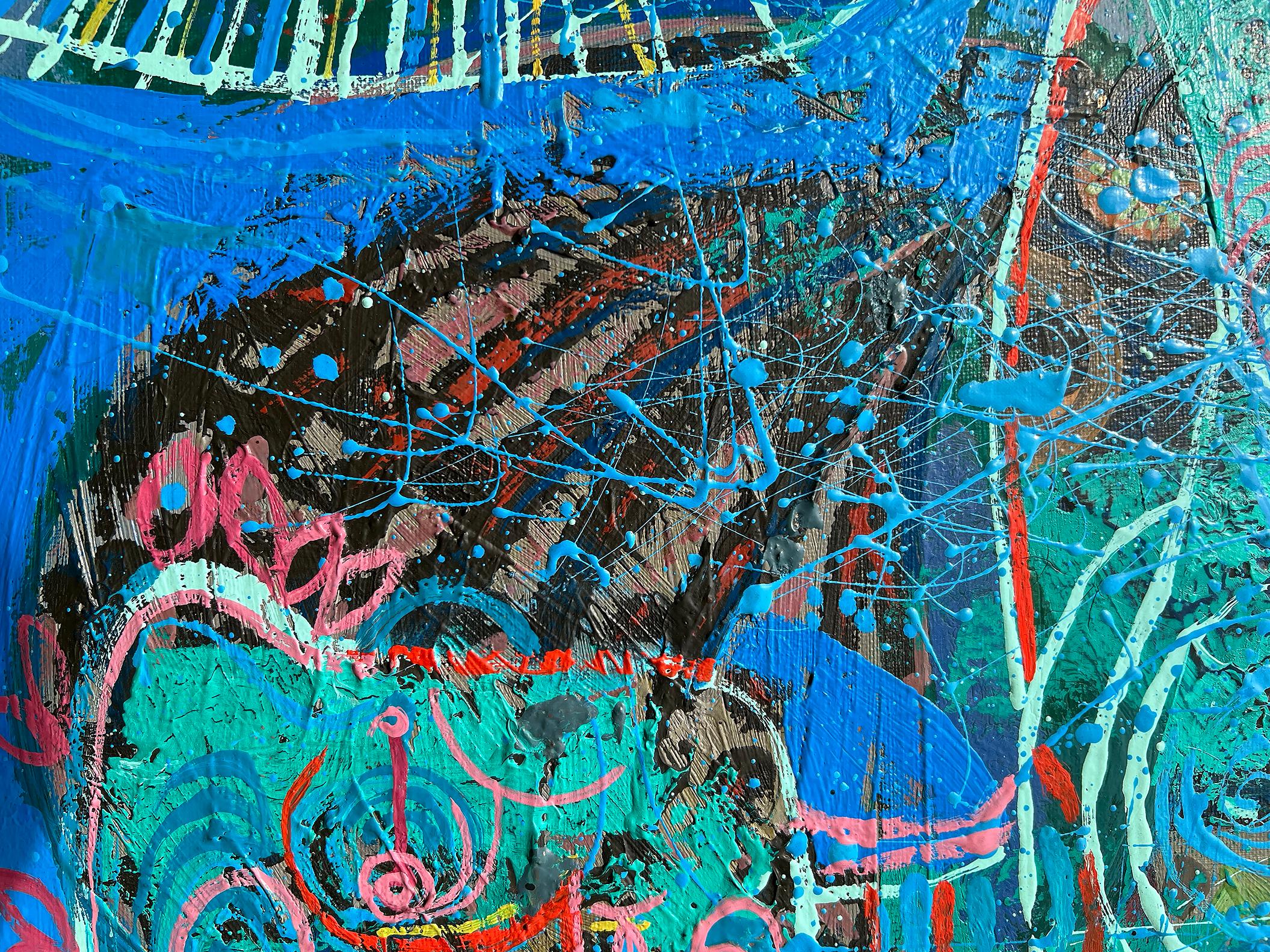El viaje nocturno - Pintura por goteo como Jackson Pollock en venta 4
