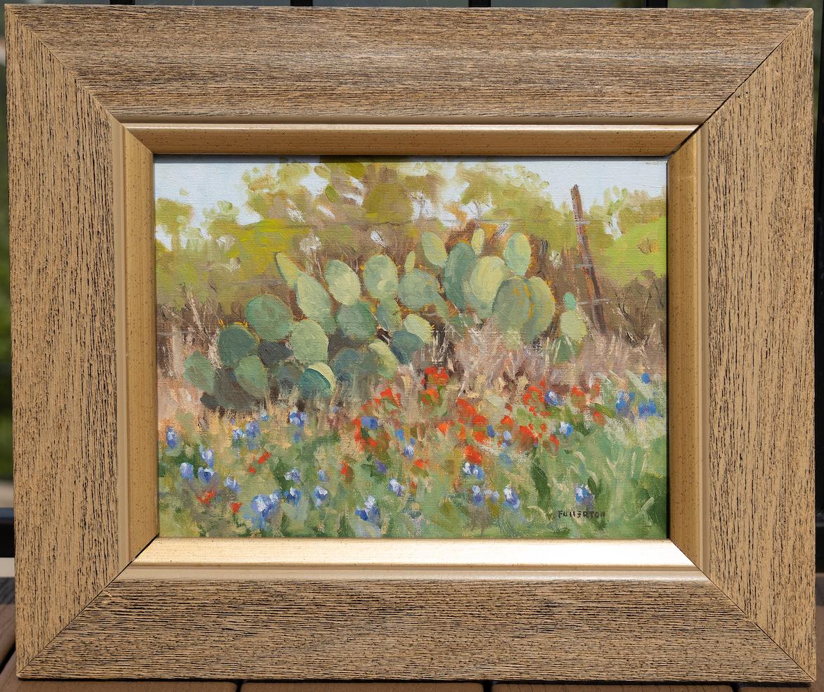 Cactus con Bluebonnets - Painting de Byron Fullerton