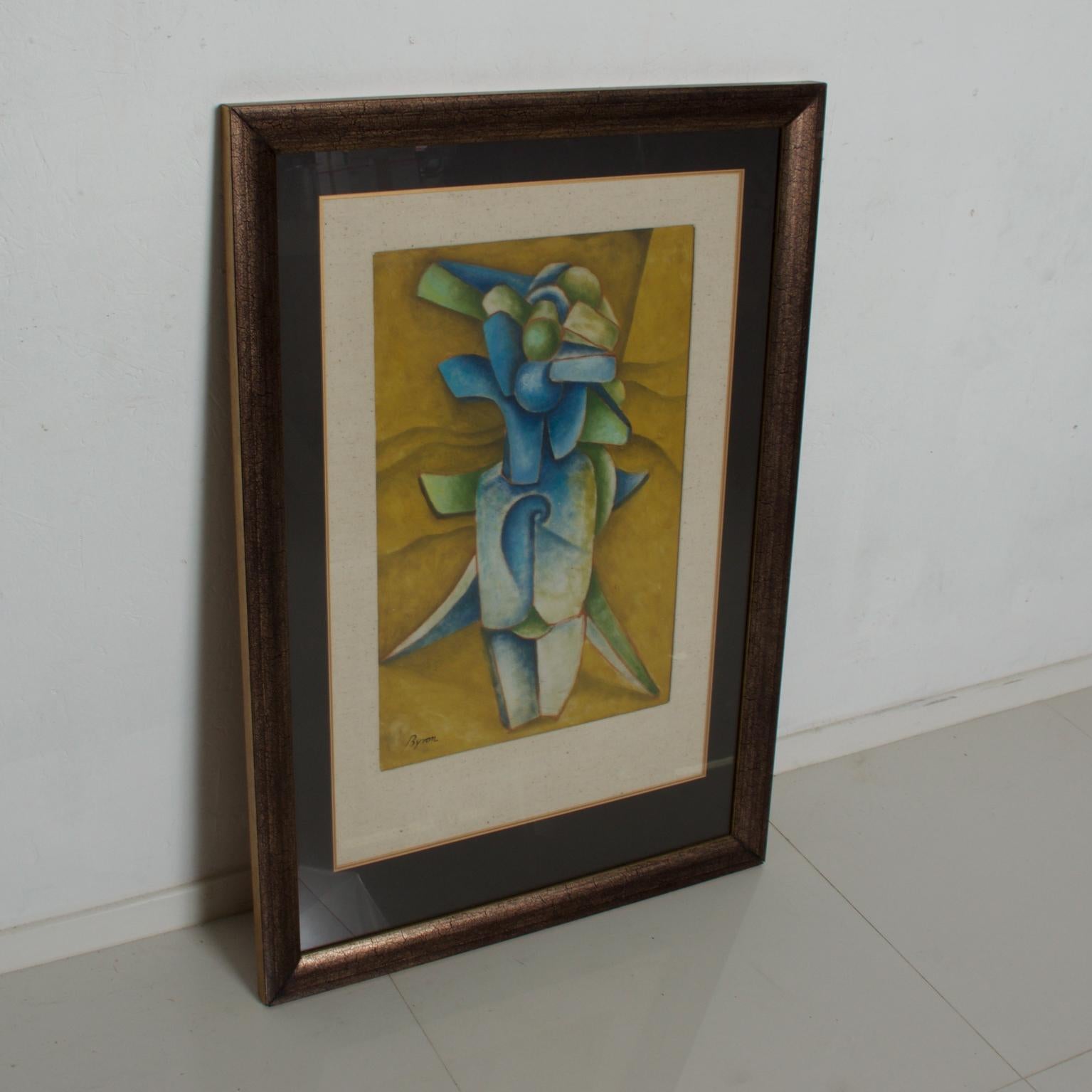 Modern 1980s Byron Galvez Abstract Artwork Pastel Mexico  For Sale