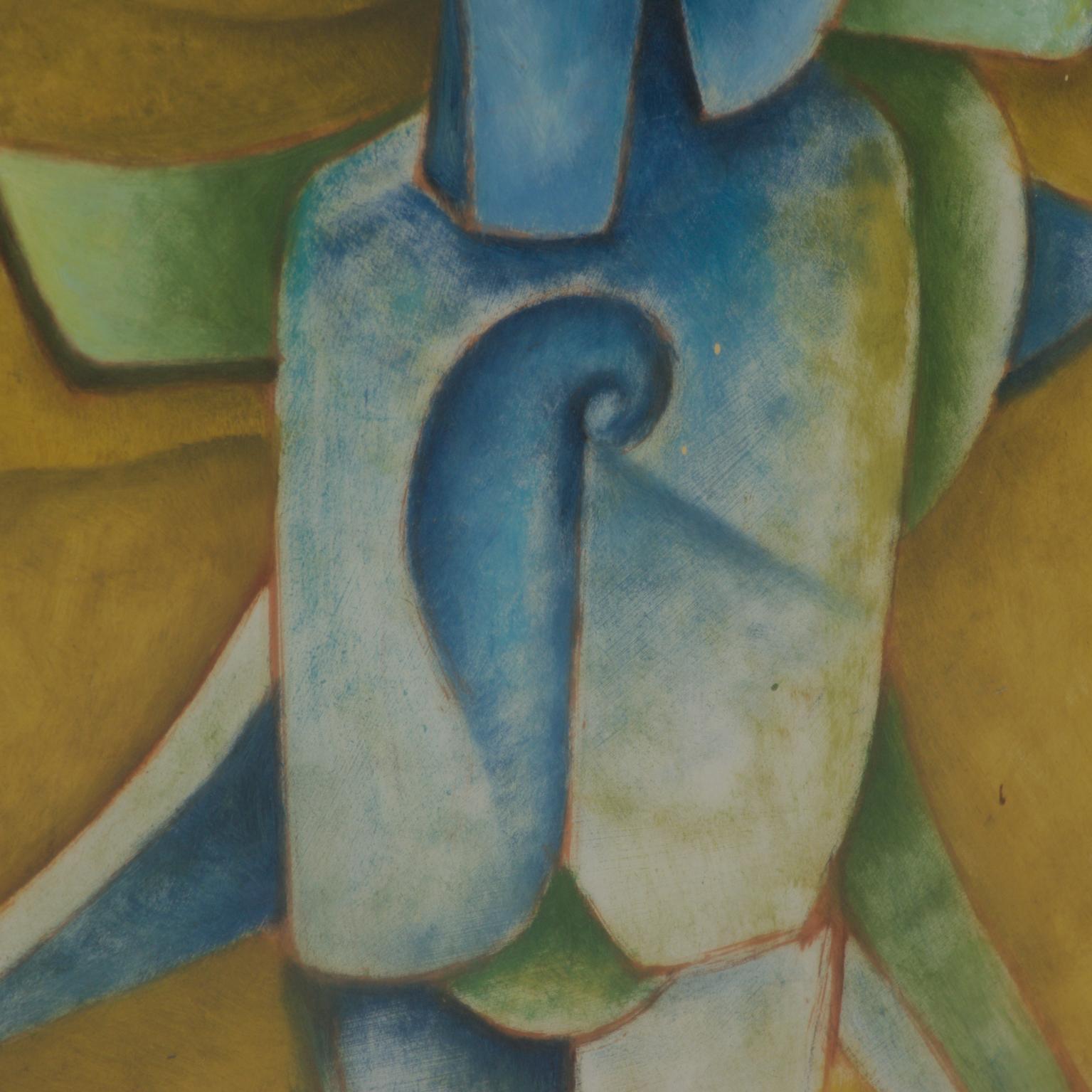 Late 20th Century 1980s Byron Galvez Abstract Artwork Pastel Mexico  For Sale