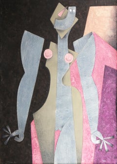 Mask, Signed Surrealist Embossed Lithograph by Byron Gálvez