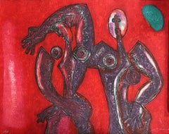 Rojo, geprägte Lithographie von Byron Galvez