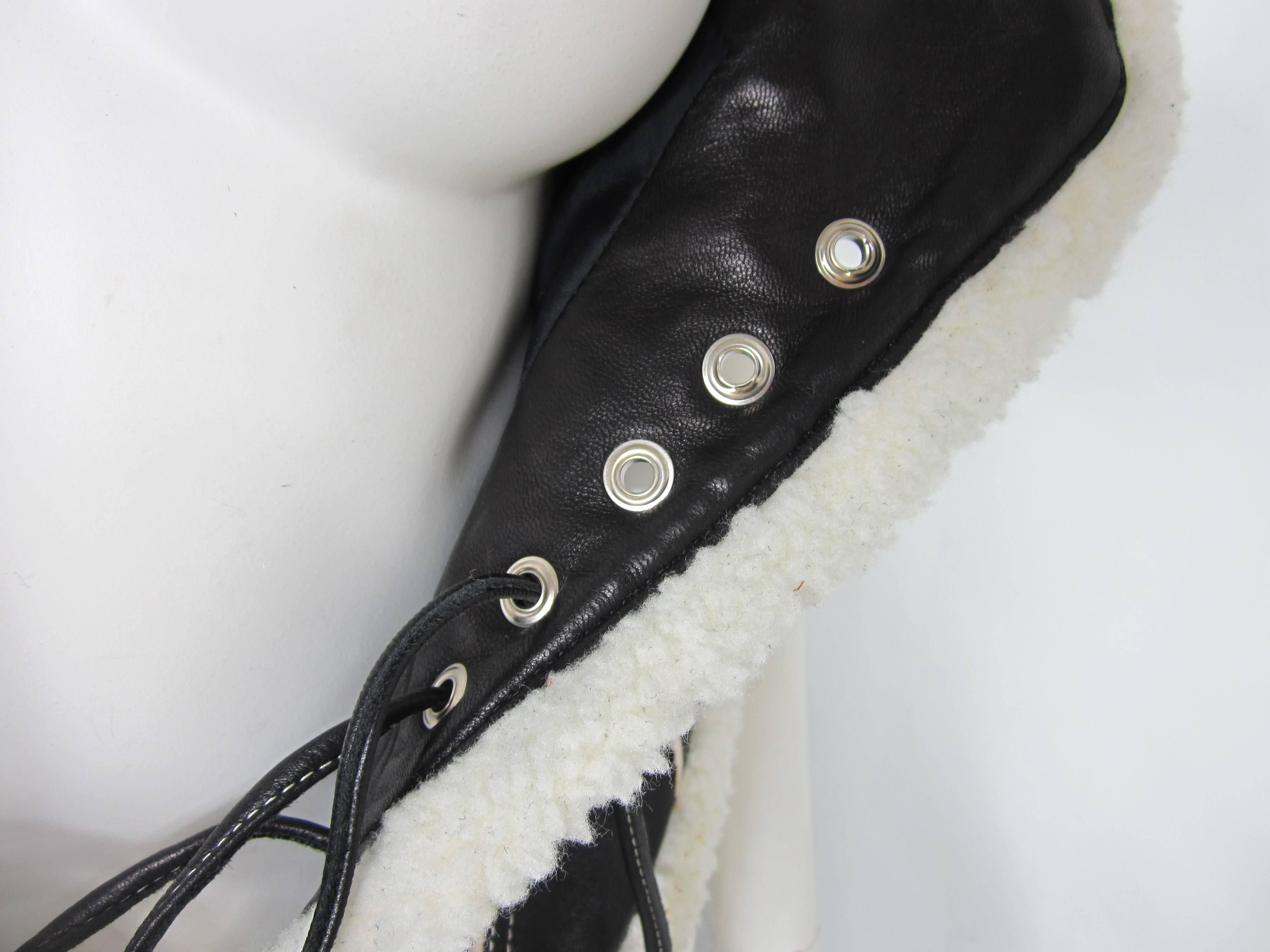 Black Byron Lars 1990s Halter Vest Shearling and Lambskin Bustier
