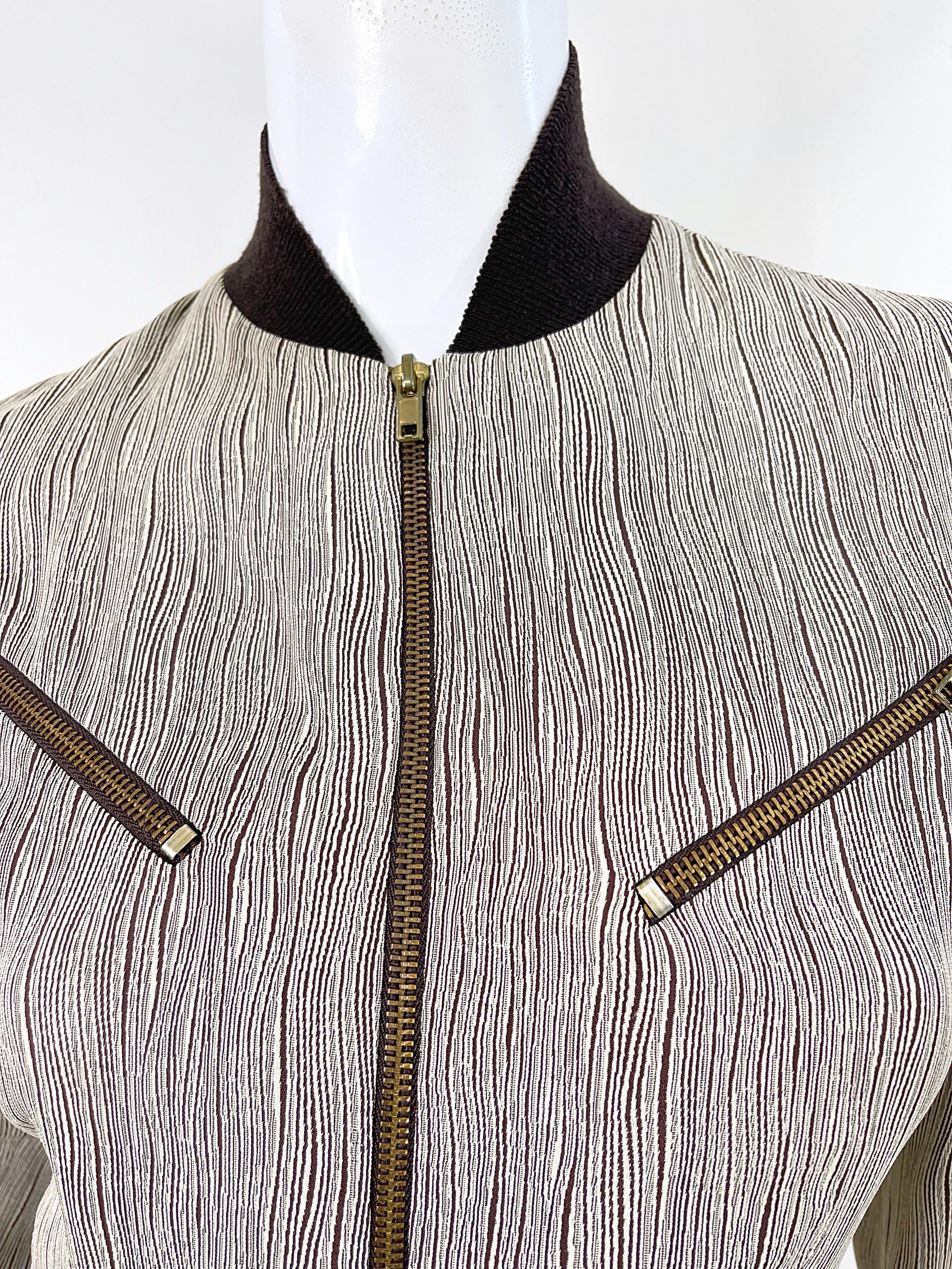 Byron Lars 1990s Tan Brown Avant Garde Cremallera Rayón Vintage 90s Mini Vestido 4 / 6 en venta 7