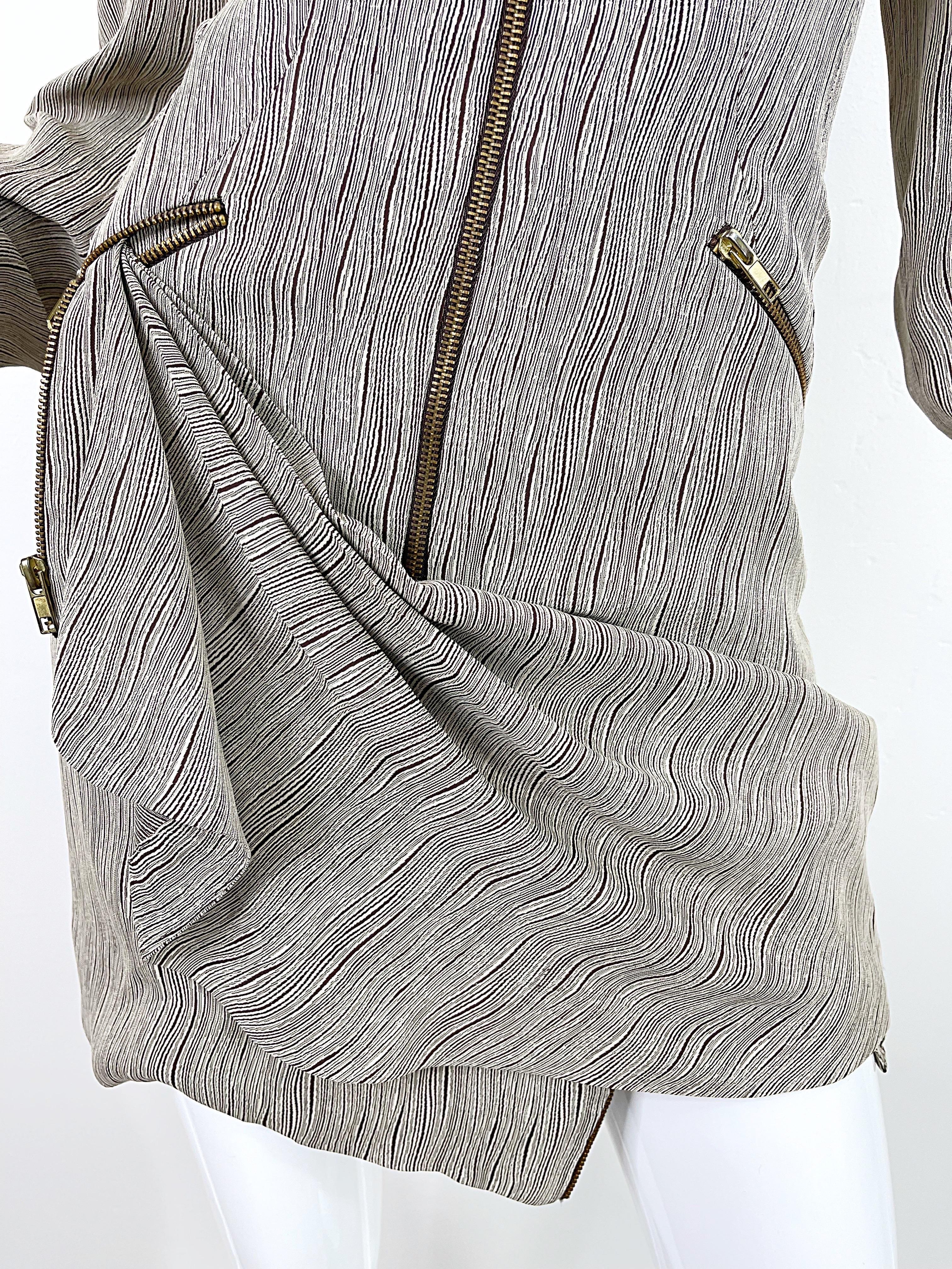 De las mujeres Byron Lars 1990s Tan Brown Avant Garde Cremallera Rayón Vintage 90s Mini Vestido 4 / 6 en venta