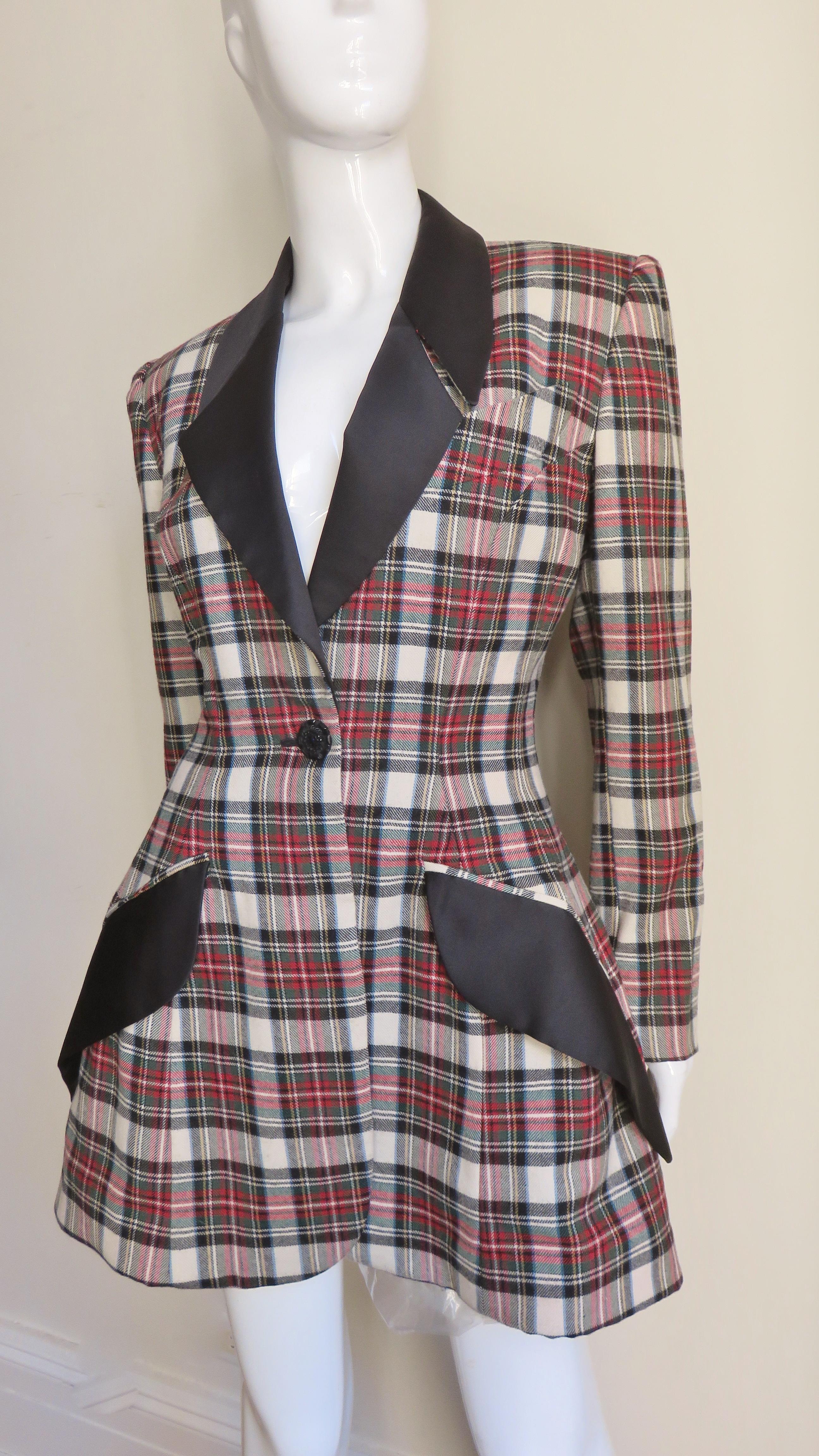Byron Lars New Flare Plaid Jacket 1990s In Good Condition In Water Mill, NY