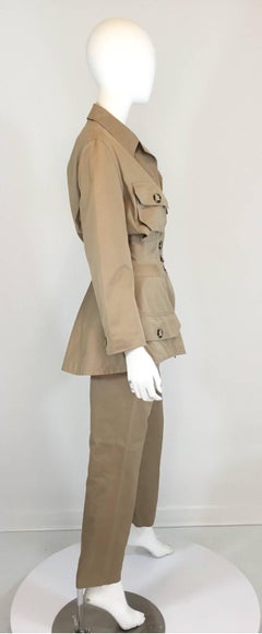 Byron Lars Lifetime Nip Waist Khaki Safari Pant and Jacket Set