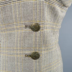 BYRON LARS Size 8 Beige & Olive Green Glenplaid Wool Bustier Vest