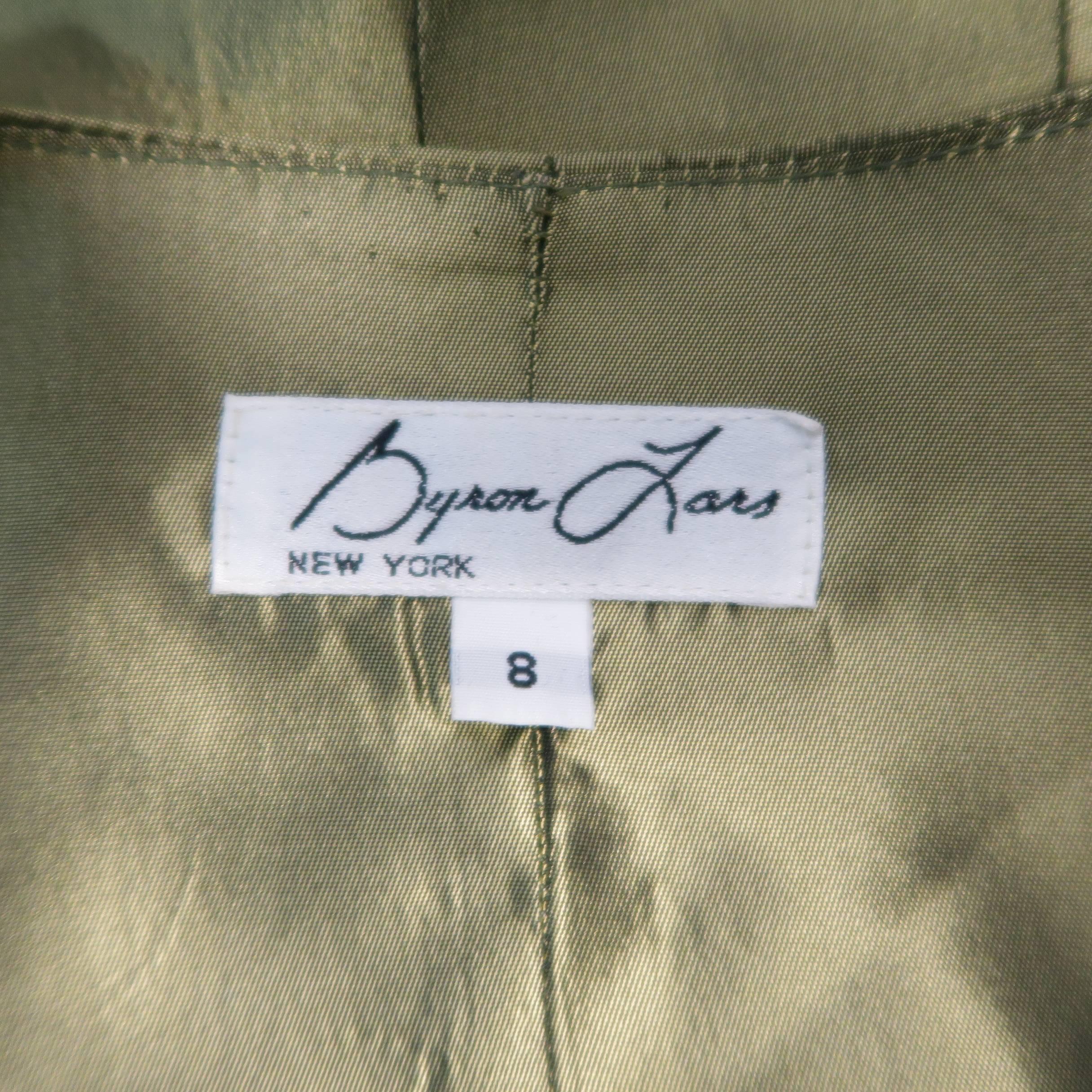 Women's BYRON LARS Size 8 Beige & Olive Green Glenplaid Wool Bustier Vest