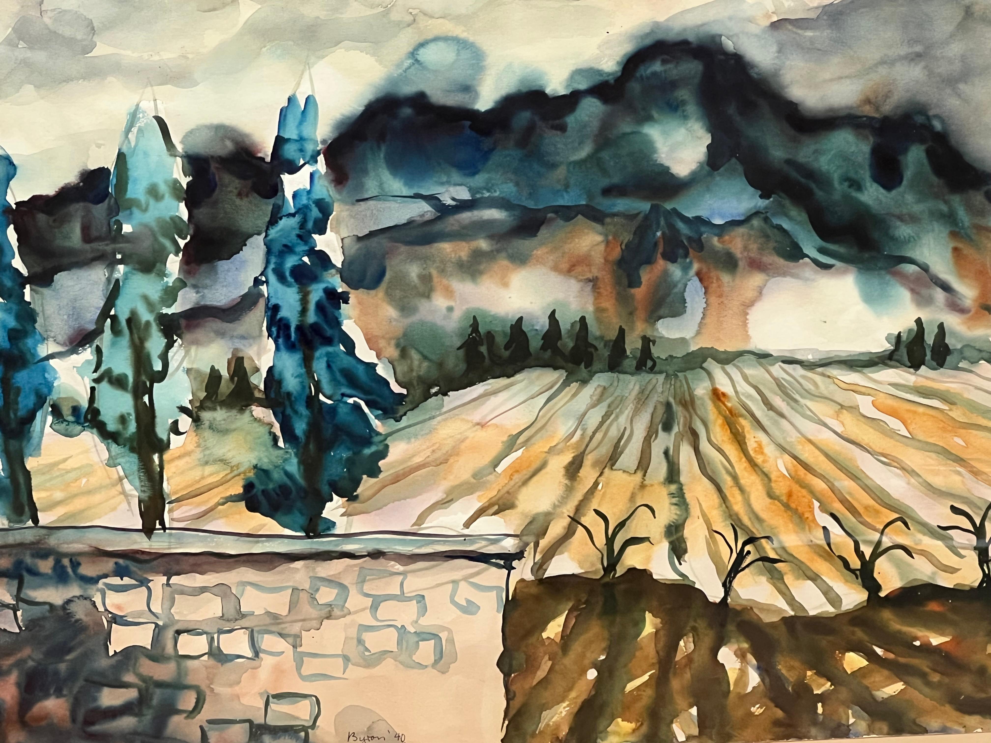 Aquarelle de Byron Randall « Sériecuba 1940 » en vente 2