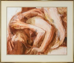 Lovers - Nude Couple in Bed - Figurative Composition in Acrylic on Paper
