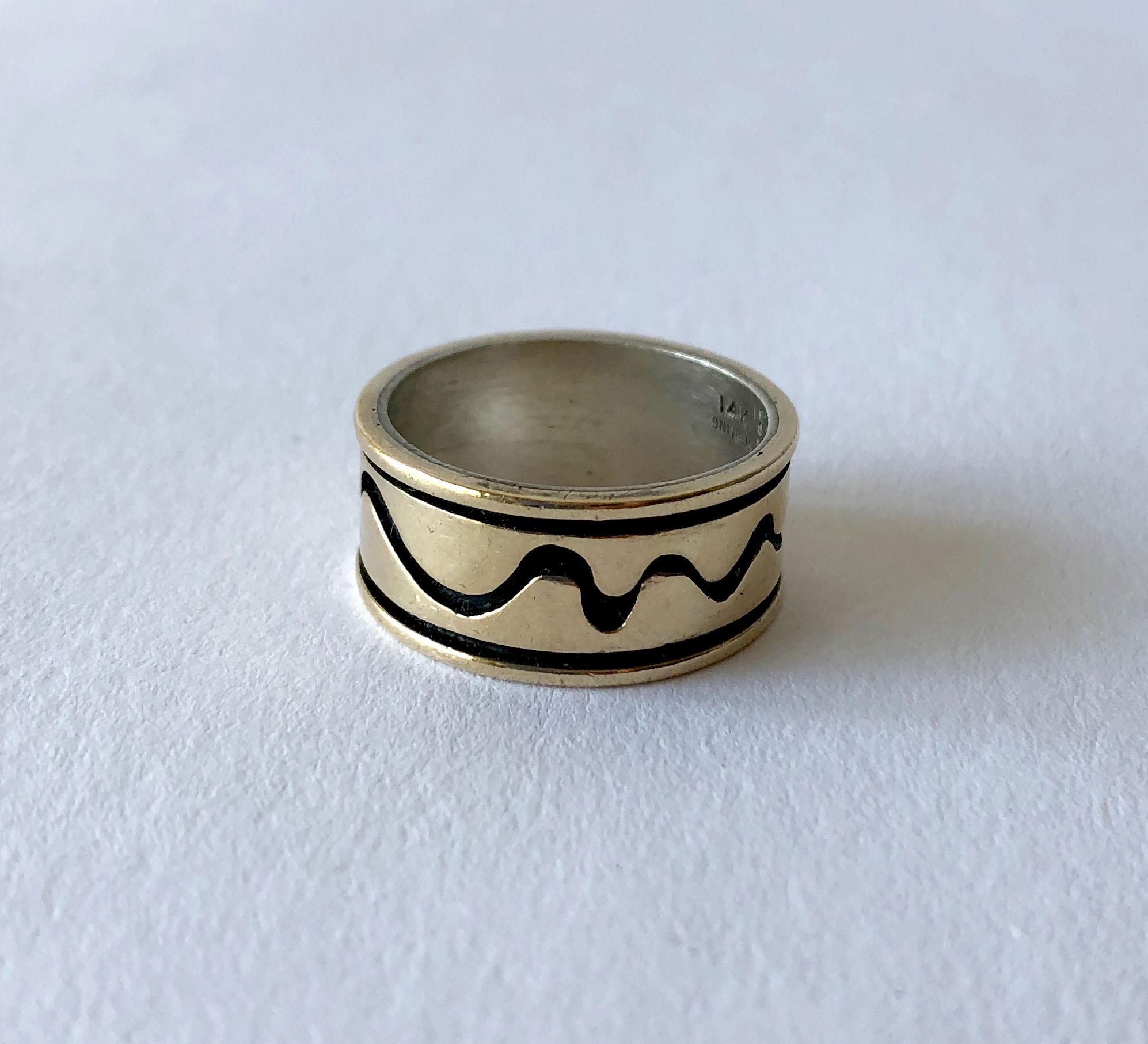 Anillo de Boda Moderno Americano Vermeil de Esterlina Garabato en Bueno Estado en Palm Springs, CA