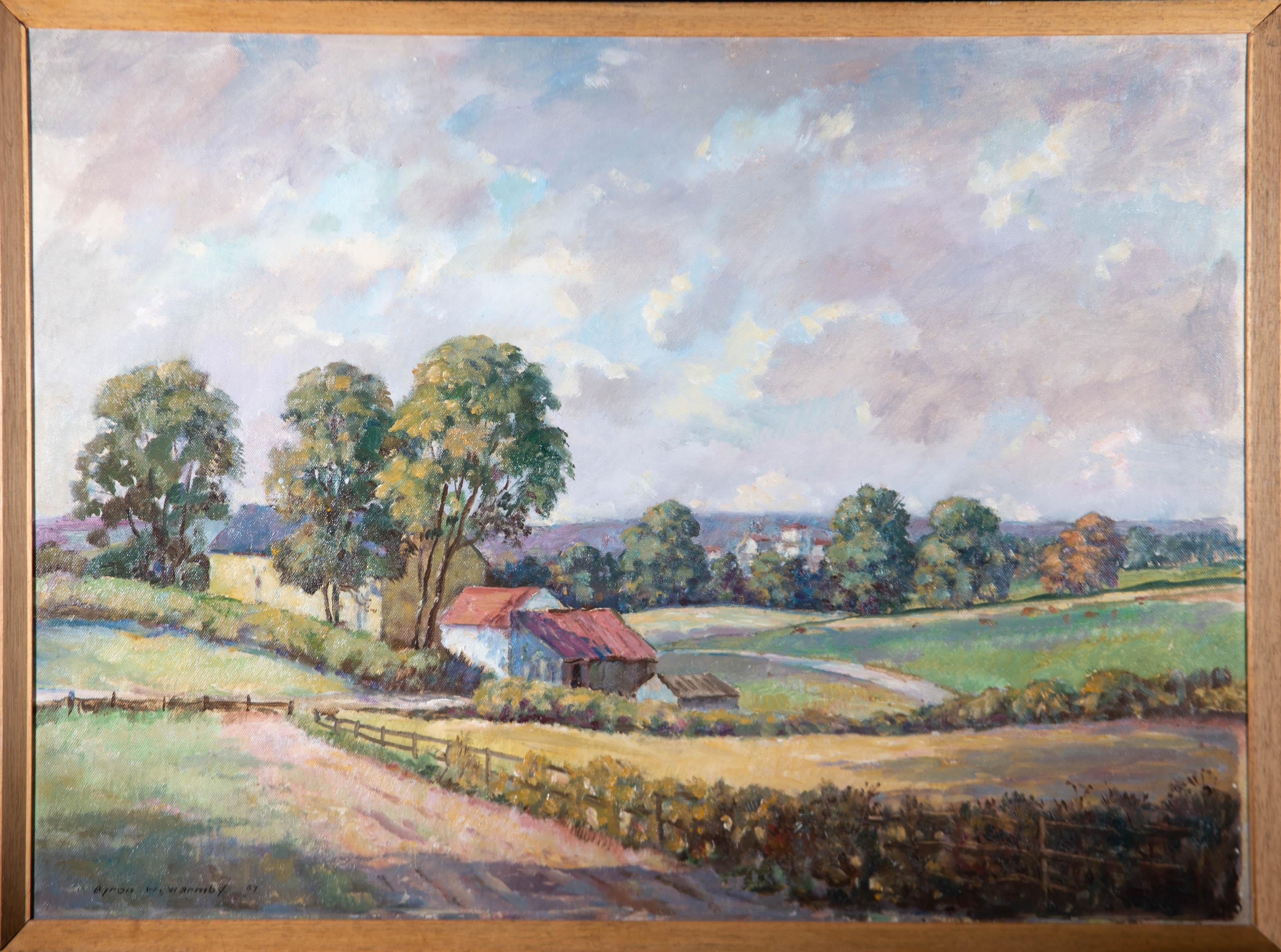 Byron Winston Warmby (1902-1978) - Signé 1967 Huile, paysage de campagne 1
