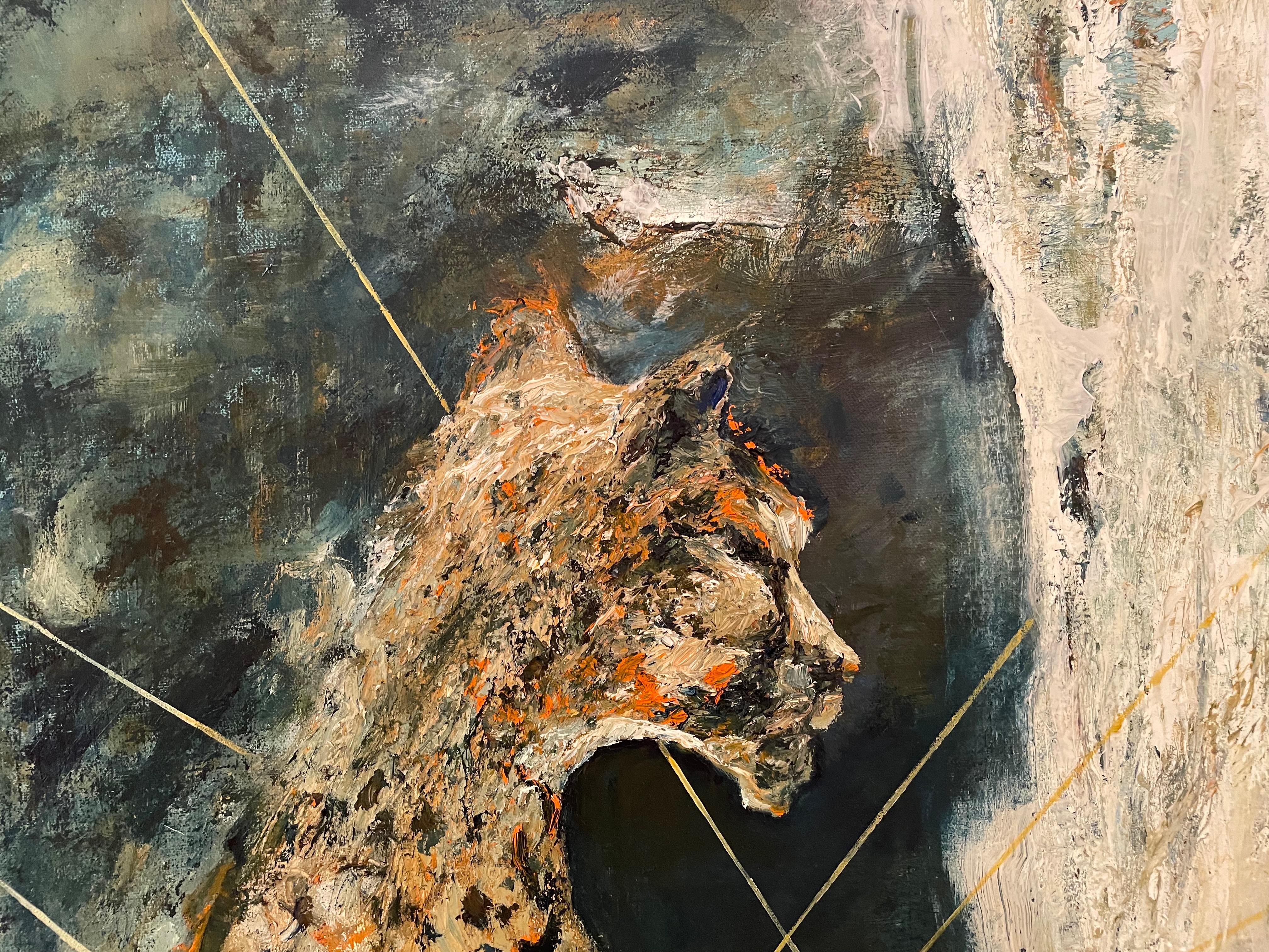 The Leopards' Tiere Kunst Wildlife große Öl/Leinwand von Kron Z Tripp (Expressionismus), Painting, von Byron Z Trip