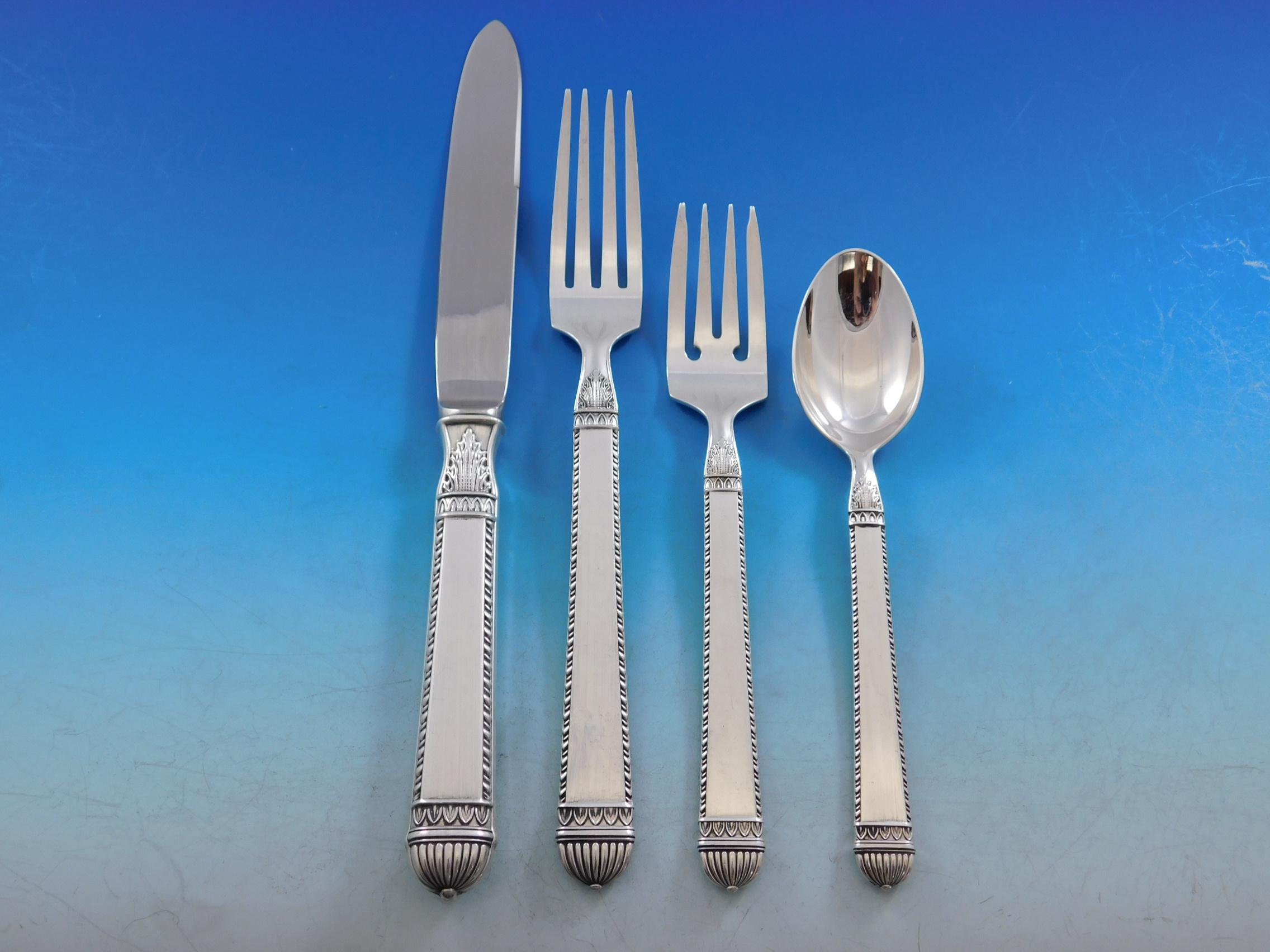 Bysantium by Vera Wang Sterling Silver Flatware Set Service 40 Pcs Dinner In Excellent Condition In Big Bend, WI