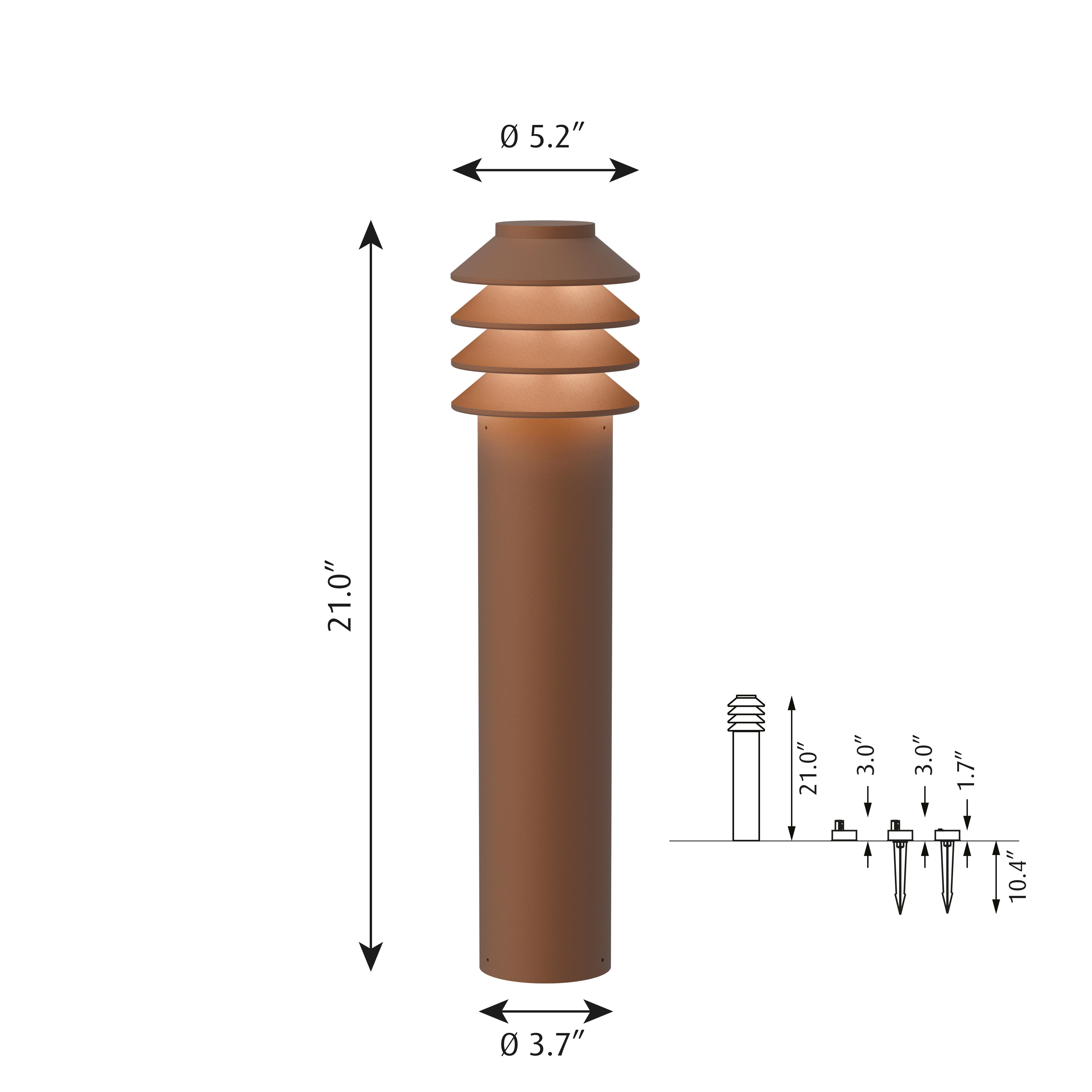 Contemporary 'Bysted Garden Long' Outdoor Bollard Light for Louis Poulsen in Corten Red For Sale