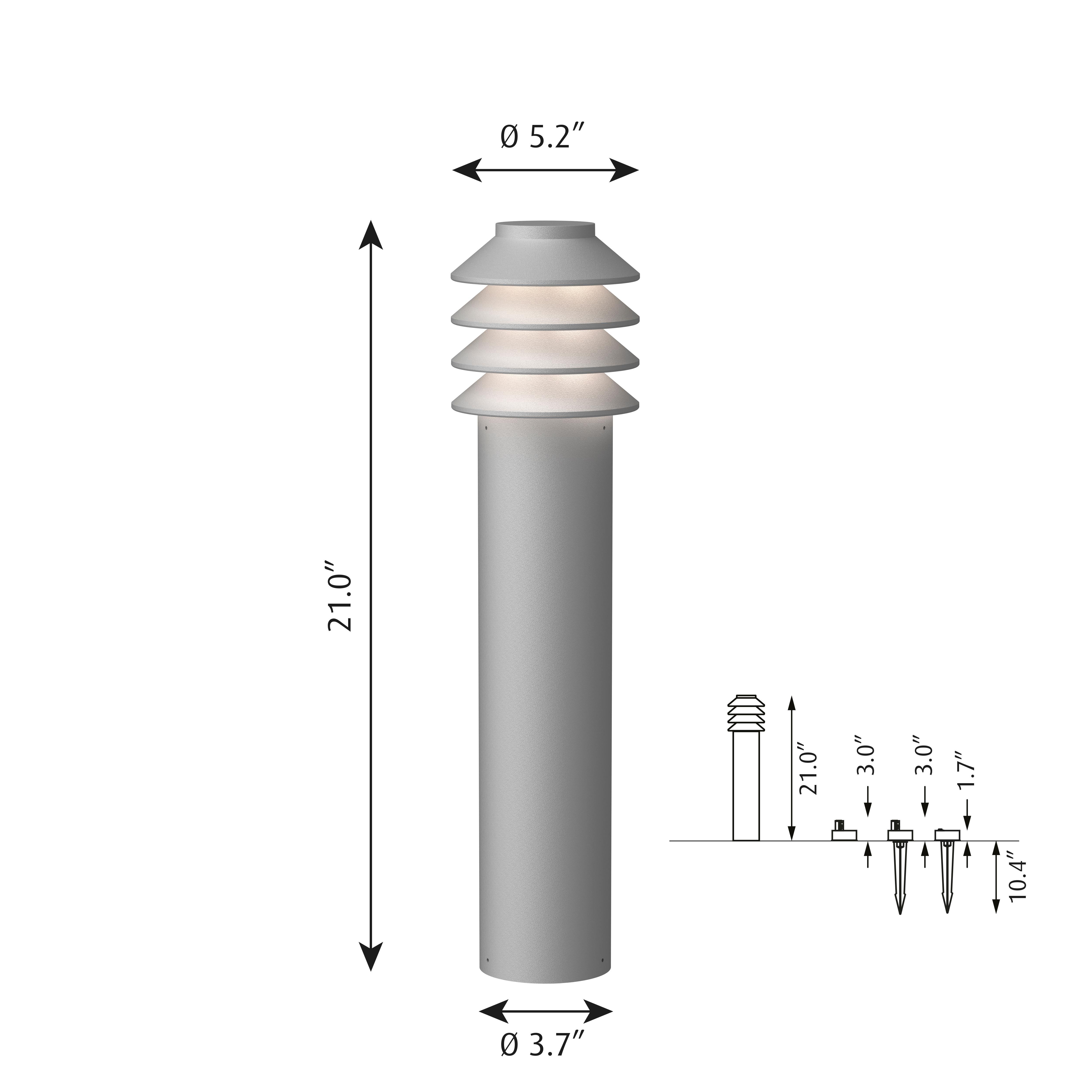 'Bysted Garden Long' Outdoor Bollard Light for Louis Poulsen in Natural Aluminum In New Condition For Sale In Glendale, CA