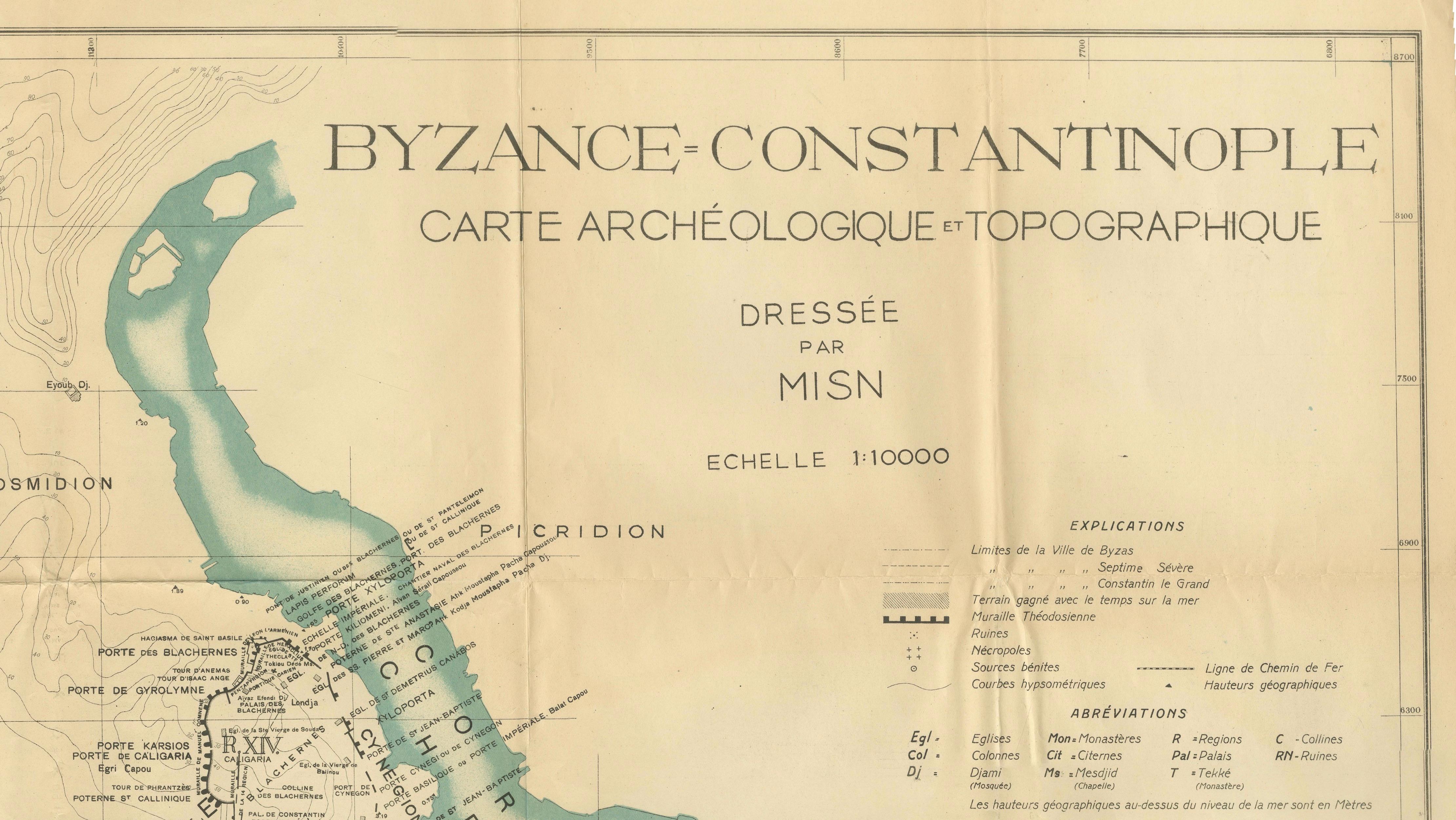 Byzance–Constantinople: Archaeological & Topographical Map, MISN, 1938