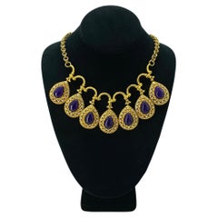 Collana bizantina in oro dorato 14K con sette gocce di ametista