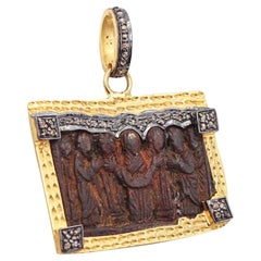 BYZANTINE 1650 Orthodox Medal In Copper 18Kt Vermeil Sterling And Diamonds