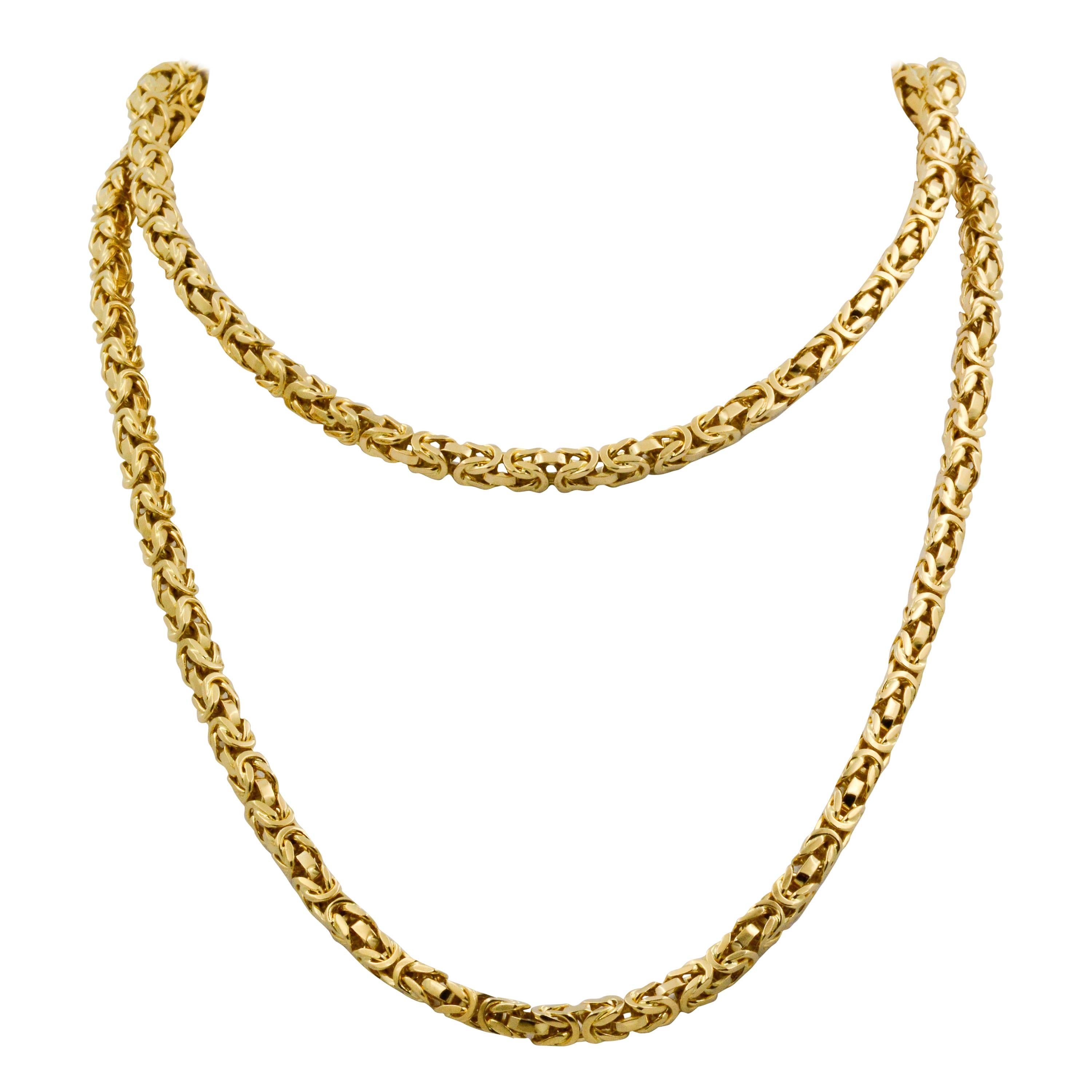 This Byzantine link 18k yellow gold necklace is 36