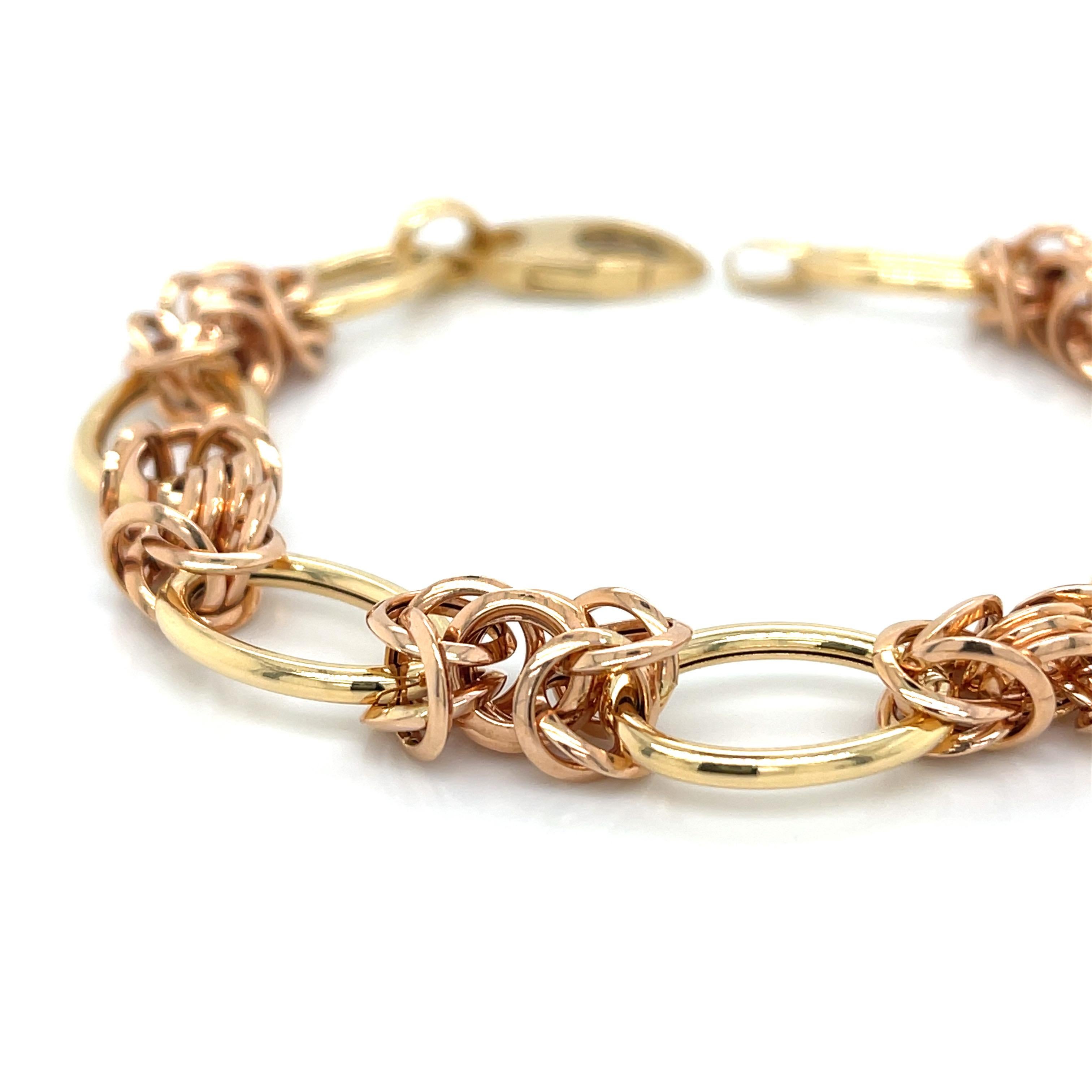 Byzantine 18K Rose Gold Chain Bracelet For Sale 1