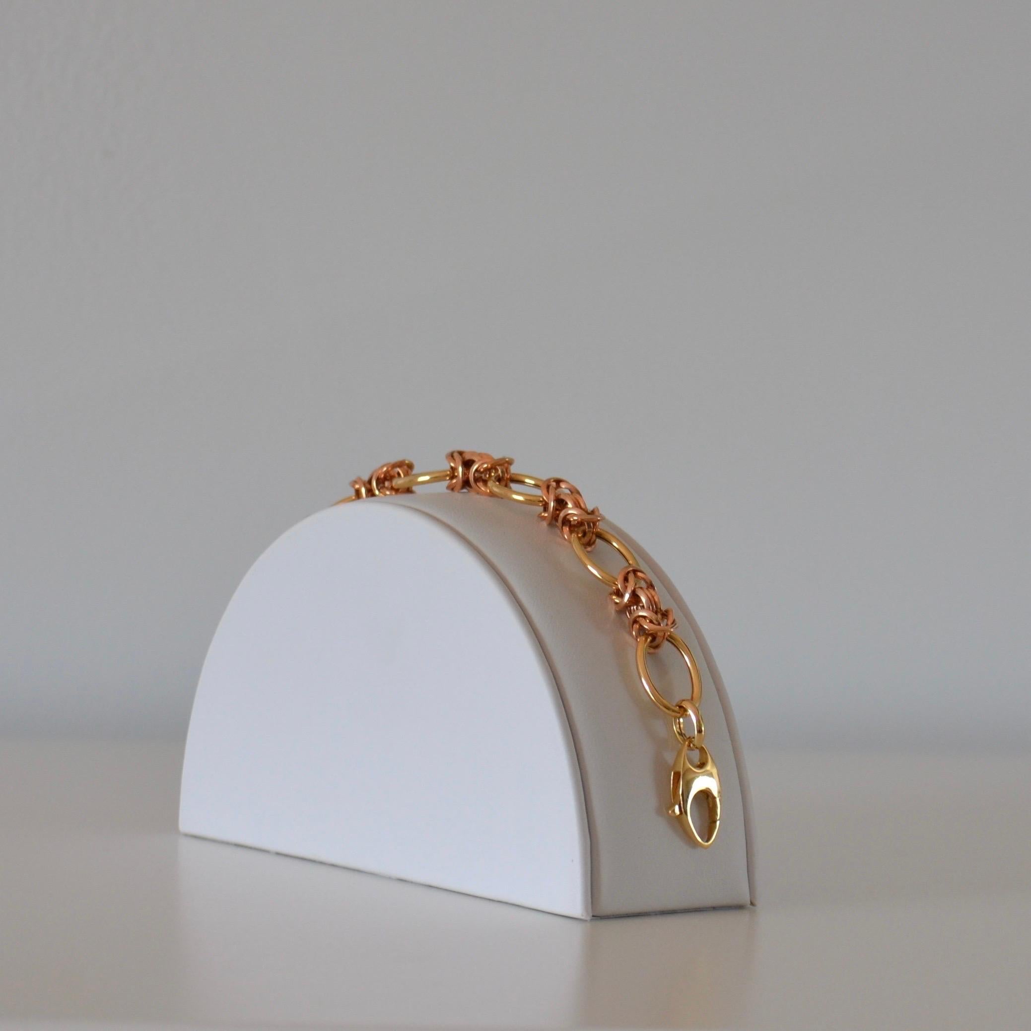 Byzantine 18K Rose Gold Chain Bracelet For Sale 3