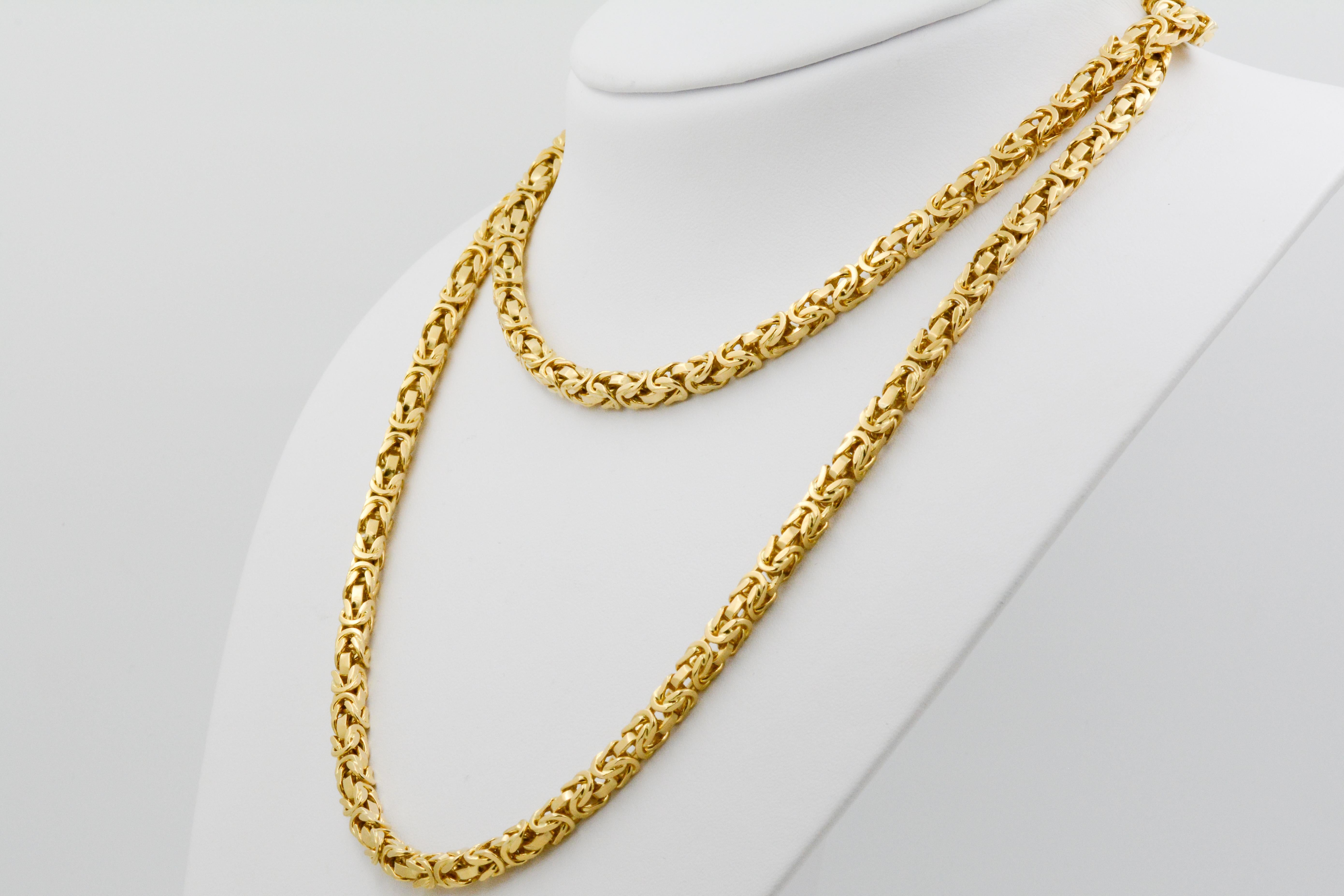Modern Byzantine 18 Karat Yellow Gold Link Necklace