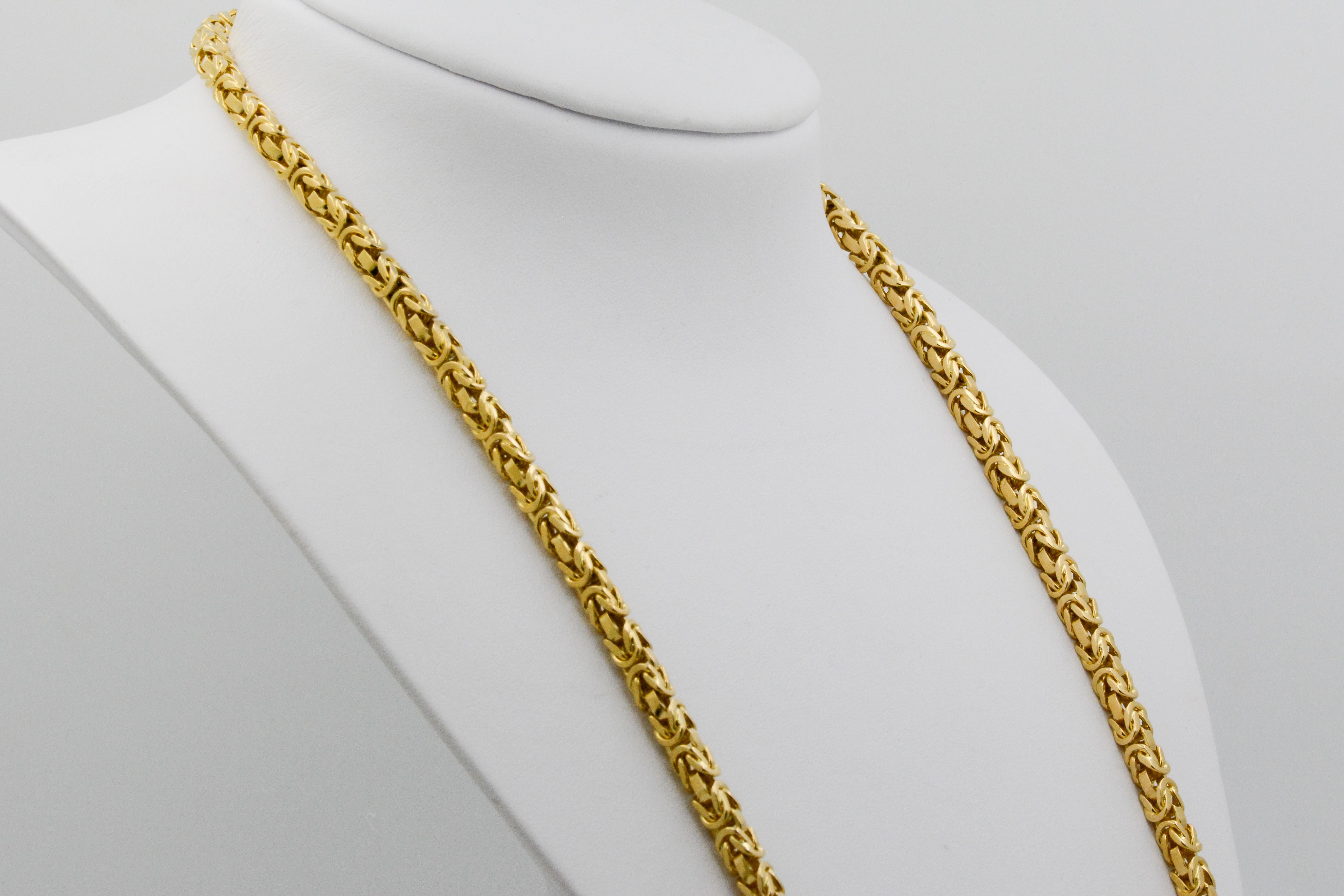 Women's or Men's Byzantine 18 Karat Yellow Gold Link Necklace