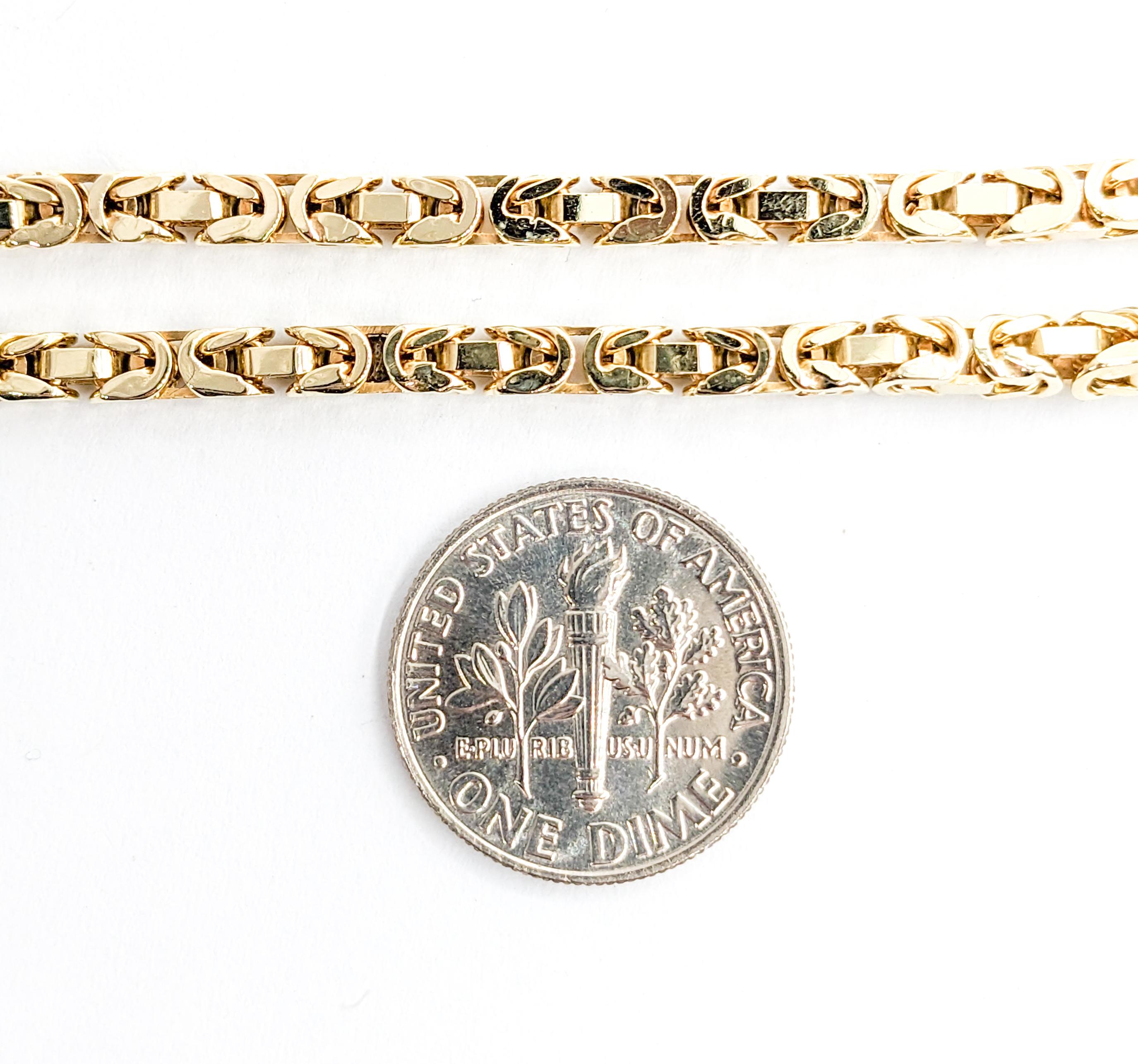 Modern Byzantine 3mm Necklace In Yellow Gold For Sale