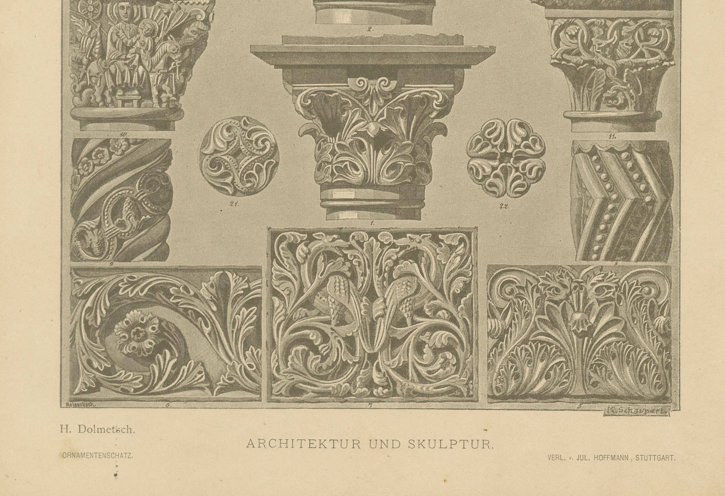Byzantine and Romanesque Architectural Elements, Ornamentenschatz, 1887 In Good Condition For Sale In Langweer, NL