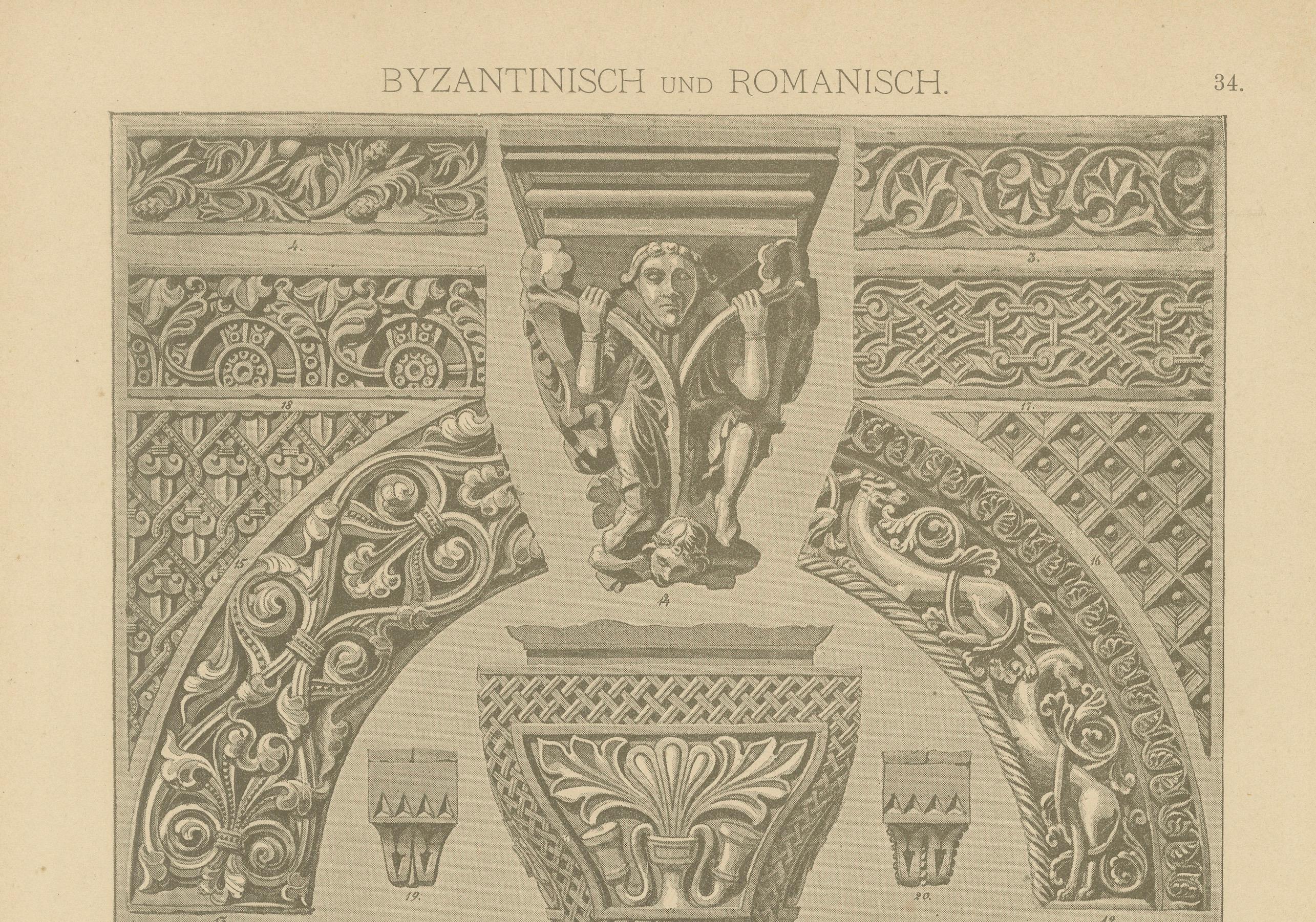 Late 19th Century Byzantine and Romanesque Architectural Elements, Ornamentenschatz, 1887 For Sale