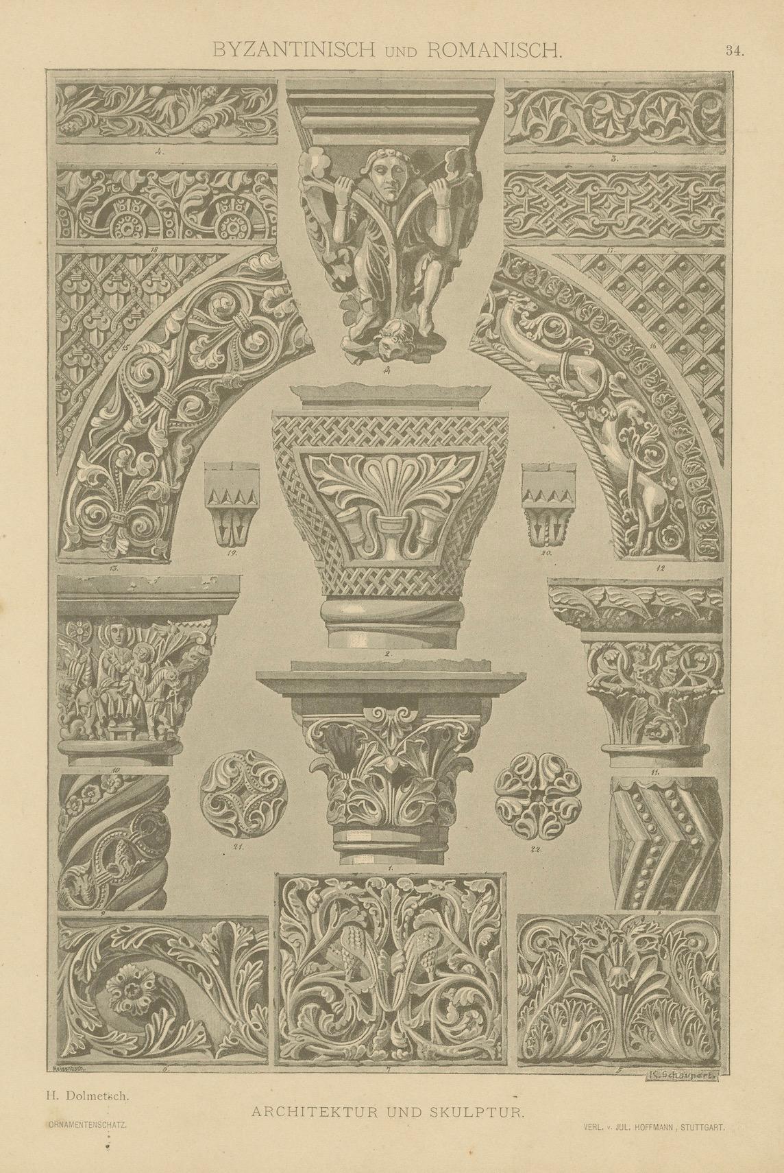 Paper Byzantine and Romanesque Architectural Elements, Ornamentenschatz, 1887 For Sale