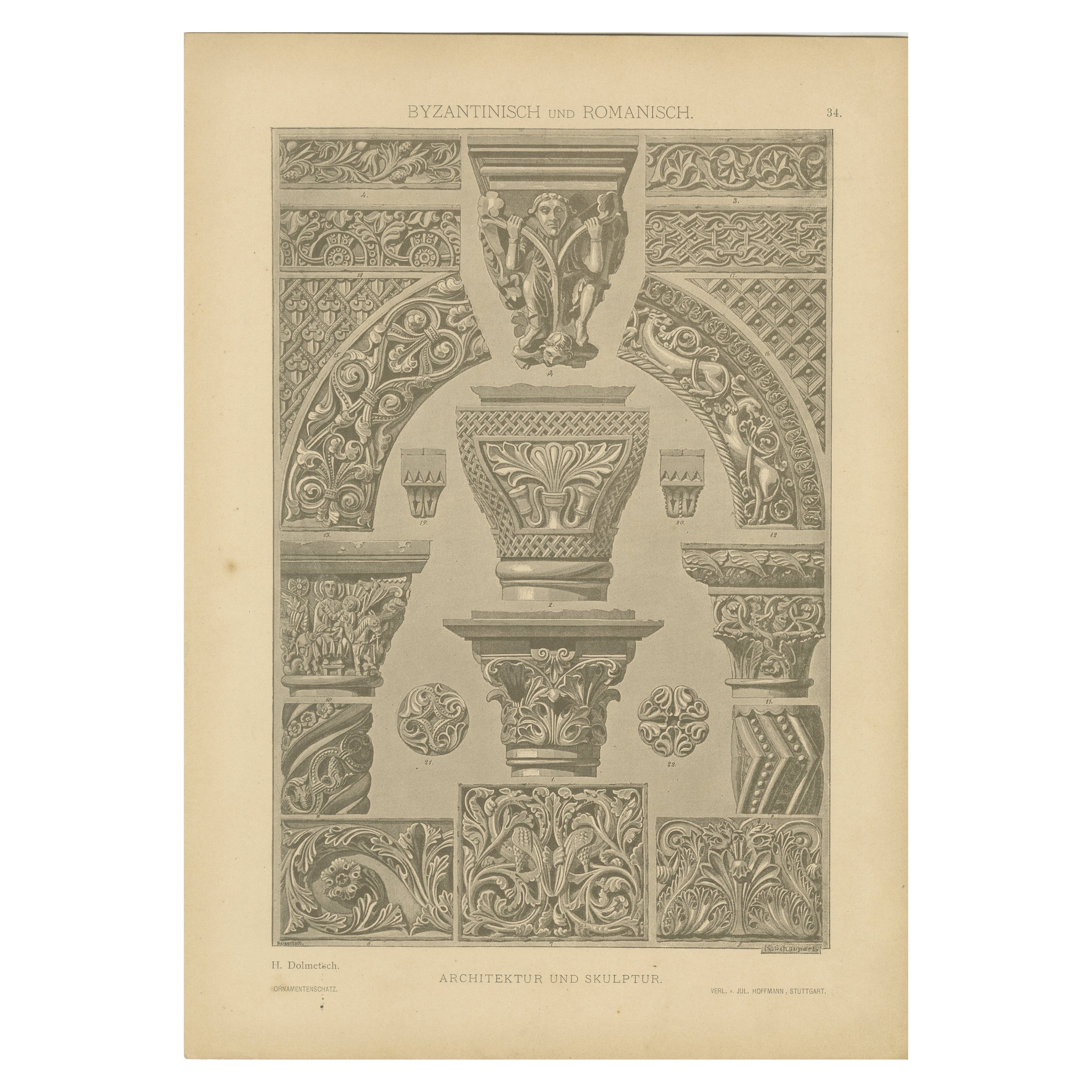 Byzantine and Romanesque Architectural Elements, Ornamentenschatz, 1887 For Sale