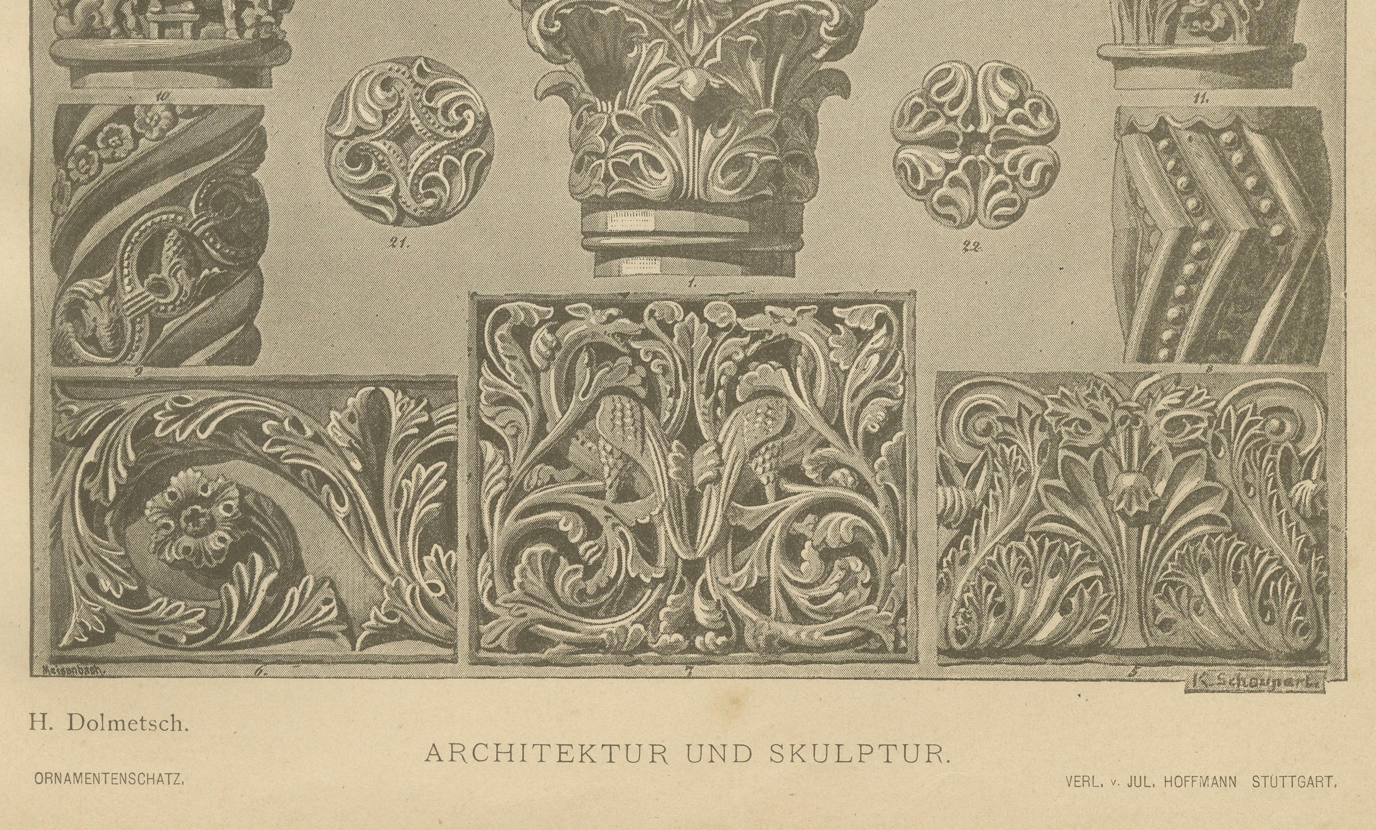 Byzantinischer und römischer architektonischer Ornamentdruck von H. Dolmetsch, 1887 (Papier) im Angebot