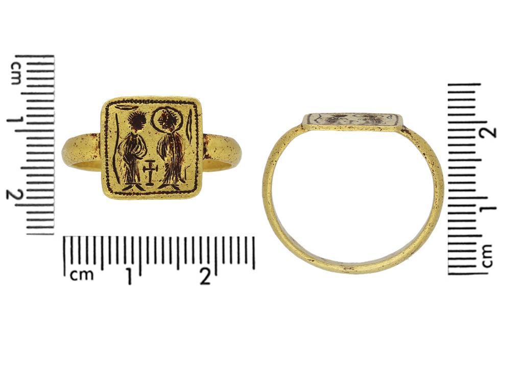 Byzantinischer Betrothal-Ring, 7. bis 8. Jahrhundert n. Chr. für Damen oder Herren im Angebot