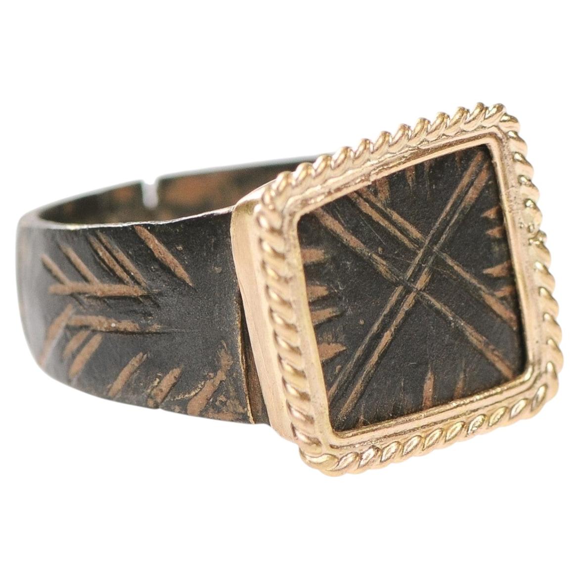 Byzantine Bronze Ring w/ 21K Gold Rope Trim For Sale