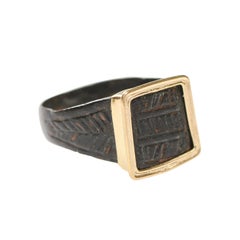 Byzantine Bronze Ring w 21K Square Accent