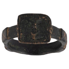 Antique Byzantine Bronze Ring With Busts Of ST. Peter And ST. Paul  Ca. 4th-7th century