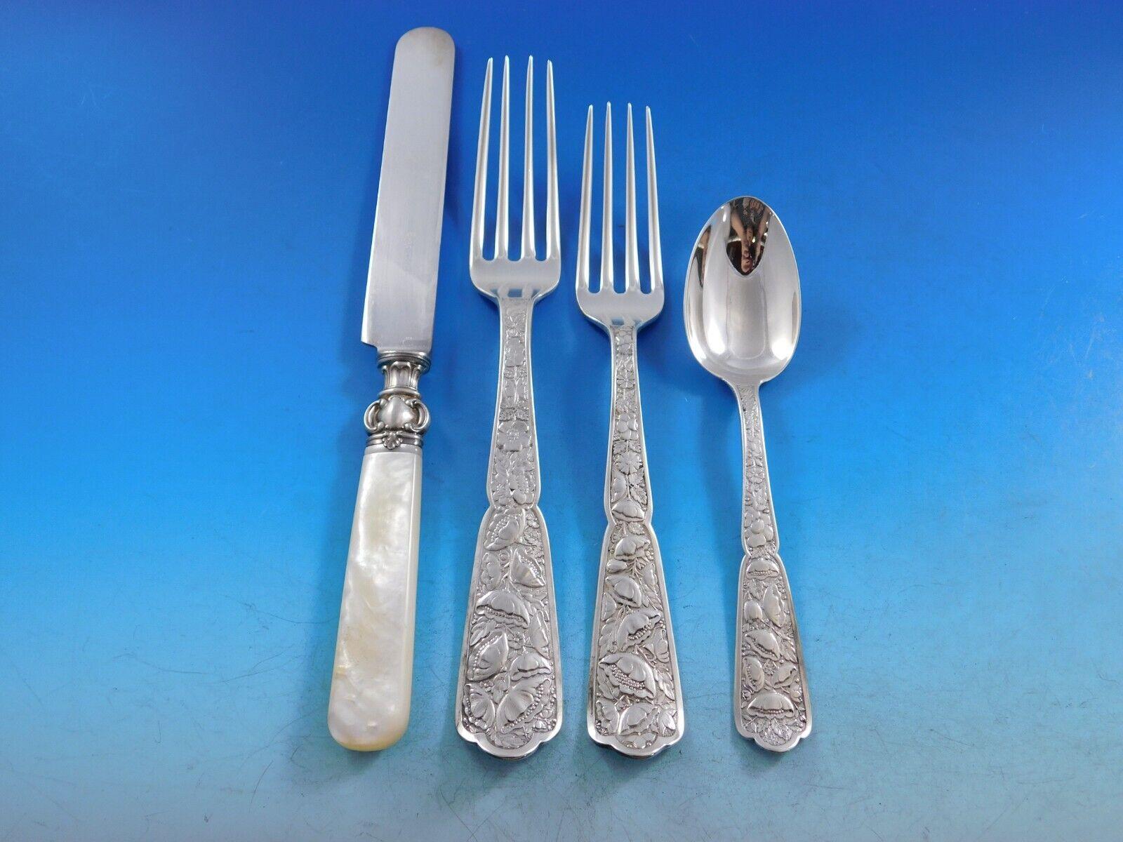 Byzantine by Wood & Hughes Sterling Silver Flatware Service Set 45 pc Rare c1875 In Excellent Condition For Sale In Big Bend, WI