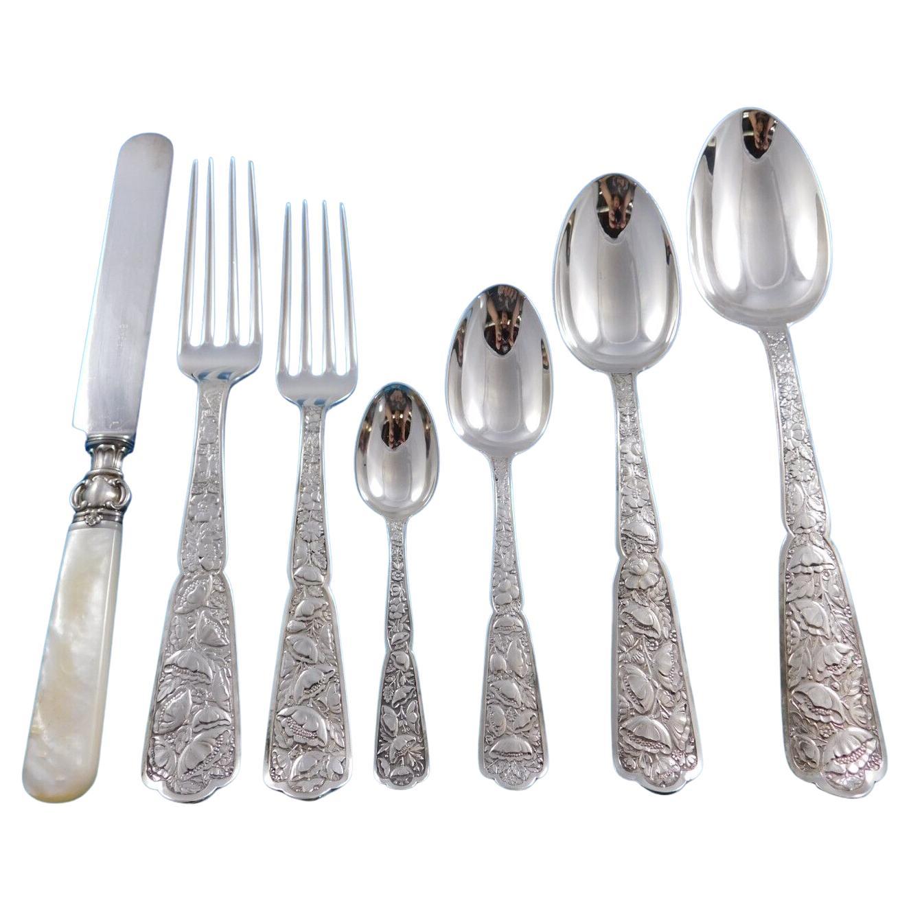 Byzantine by Wood & Hughes Sterling Silver Flatware Service Set 45 pc Rare c1875 For Sale