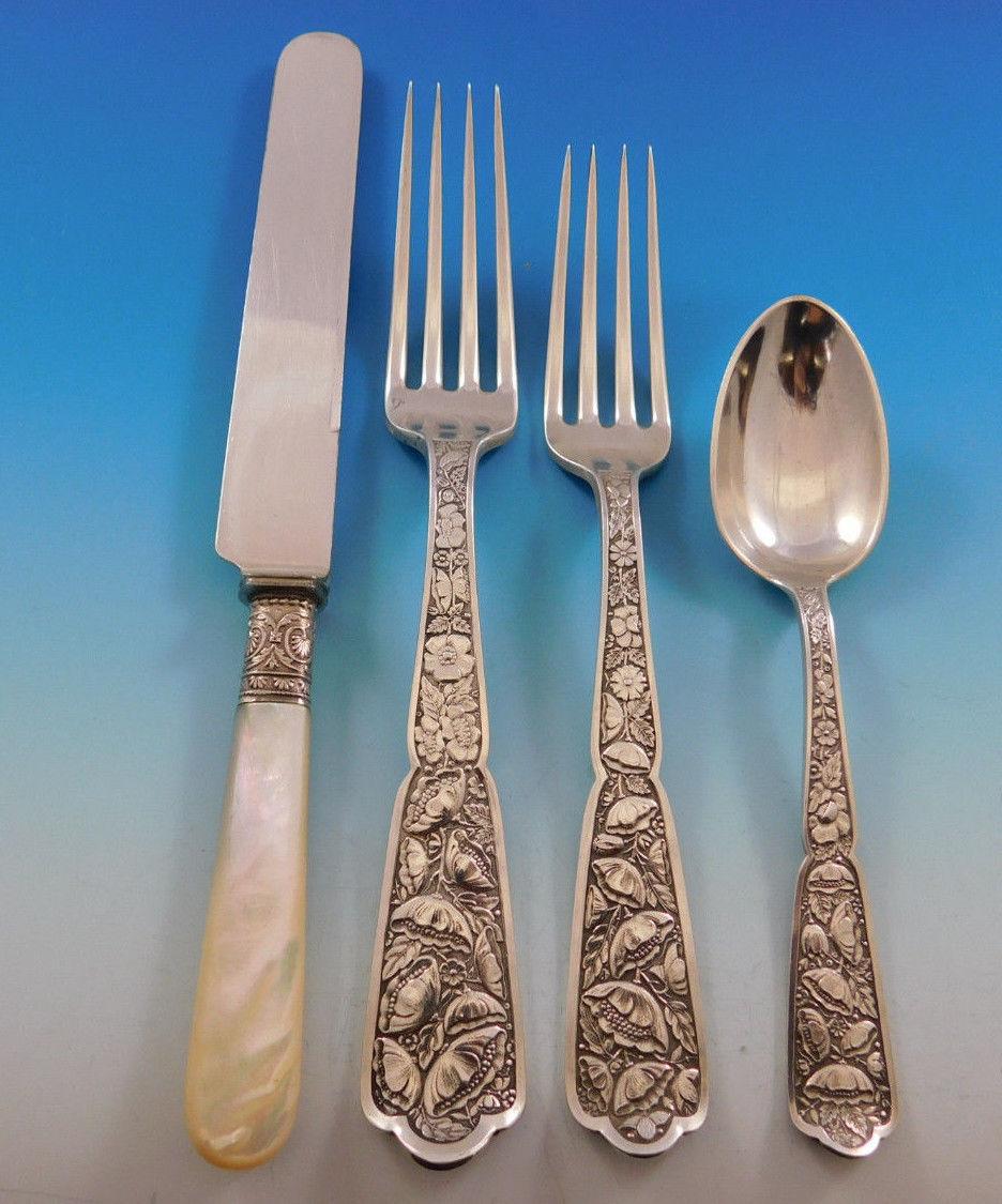 American Byzantine by Wood & Hughes Sterling Silver Flatware Service Set Aesthetic Floral