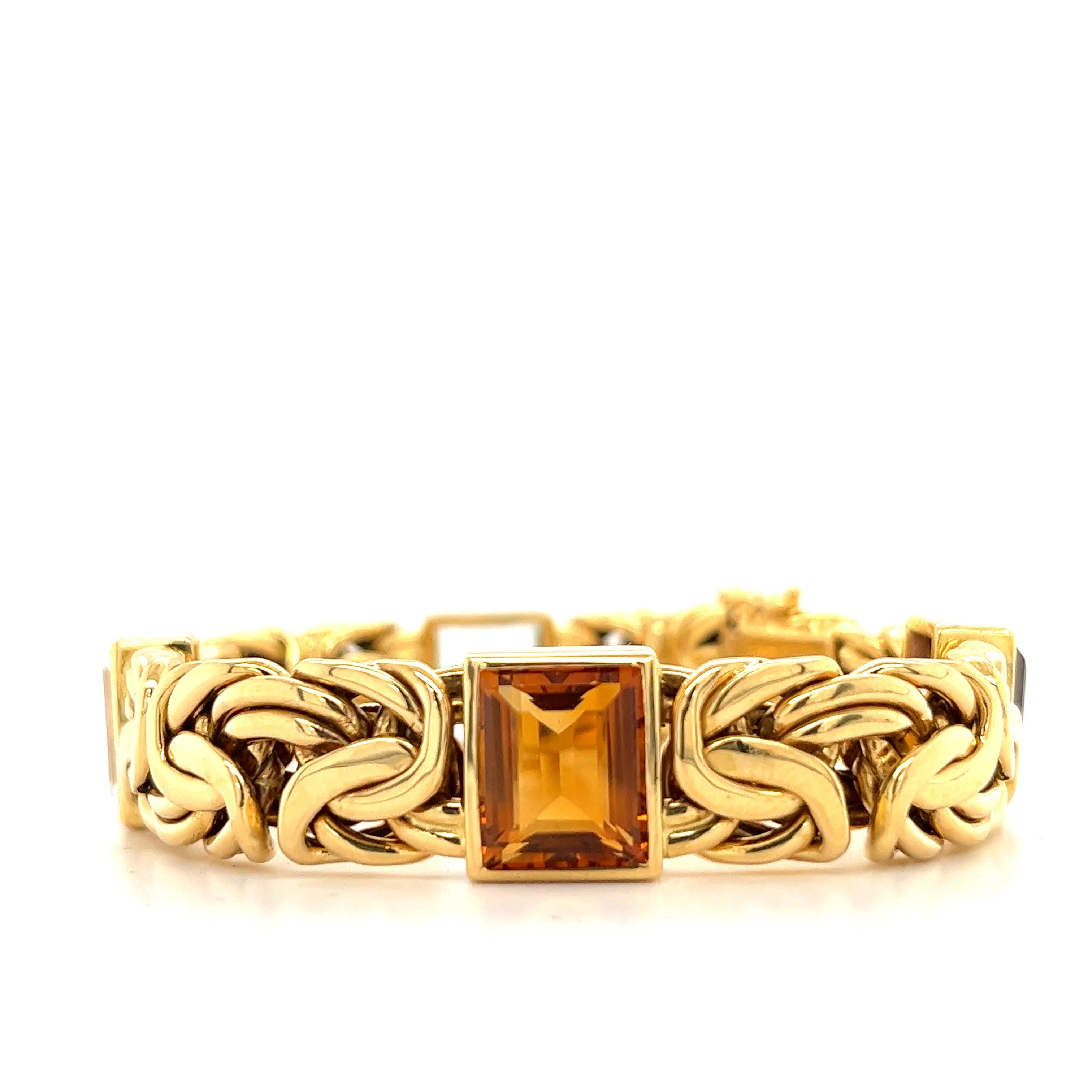 Byzantin Chaîne byzantine Bracelet en or 18 carats avec plusieurs pierres précieuses, collier en or jaune 18 carats en vente