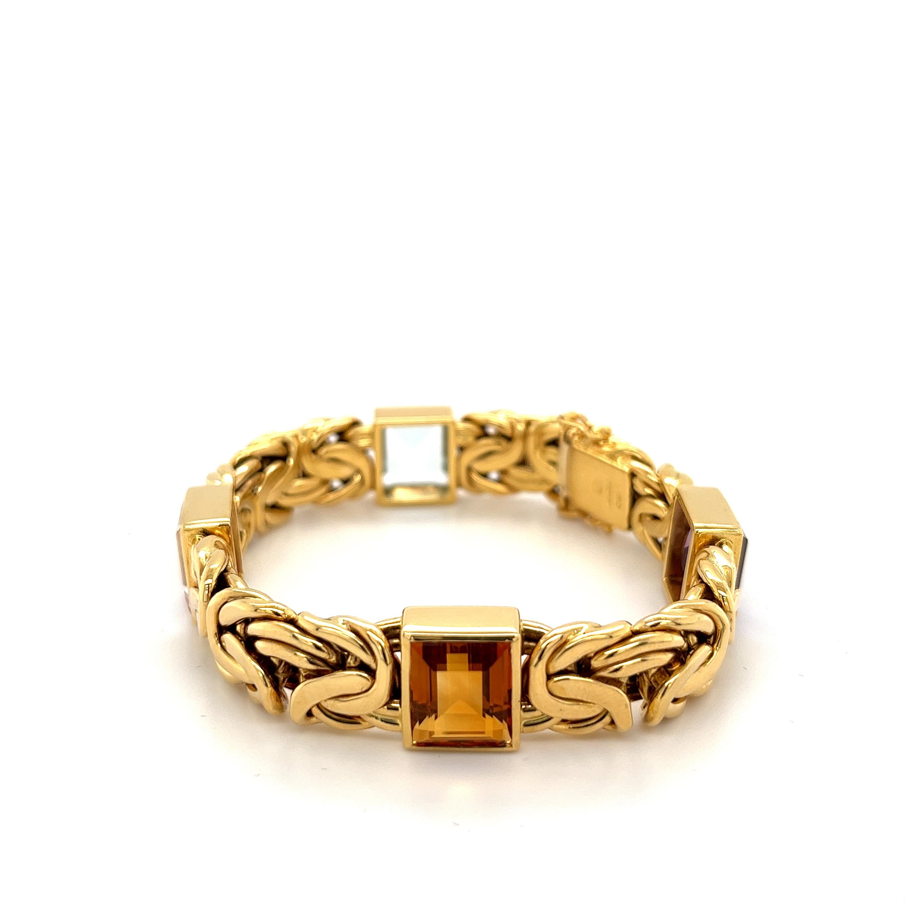 Chaîne byzantine Bracelet en or 18 carats avec plusieurs pierres précieuses, collier en or jaune 18 carats Neuf - En vente à Miami, FL